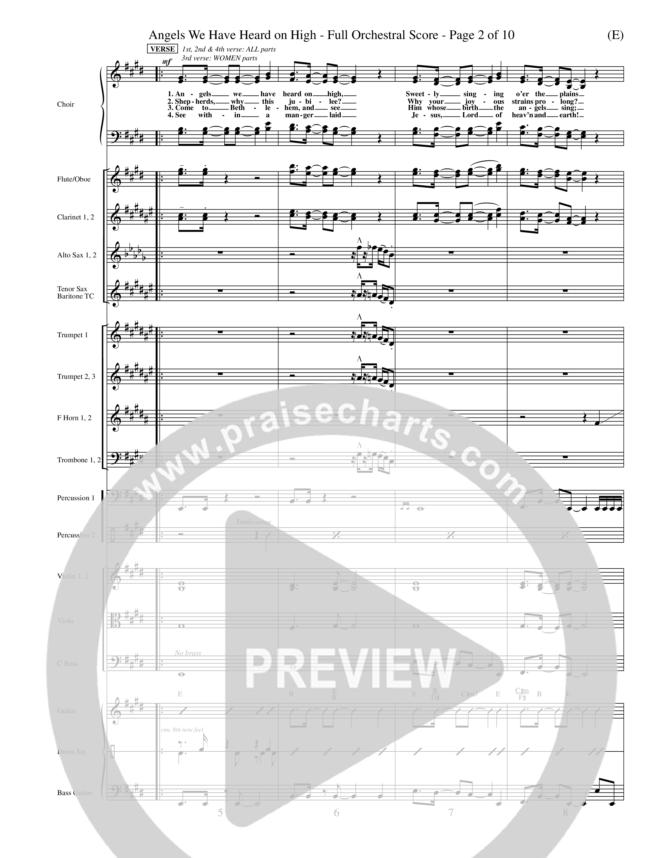 Angels We Have Heard On High (Choral Anthem SATB) Conductor's Score (Word Music Choral / Arr. John Coates / Orch. Dave Williamson / Orch. Billy Payne)