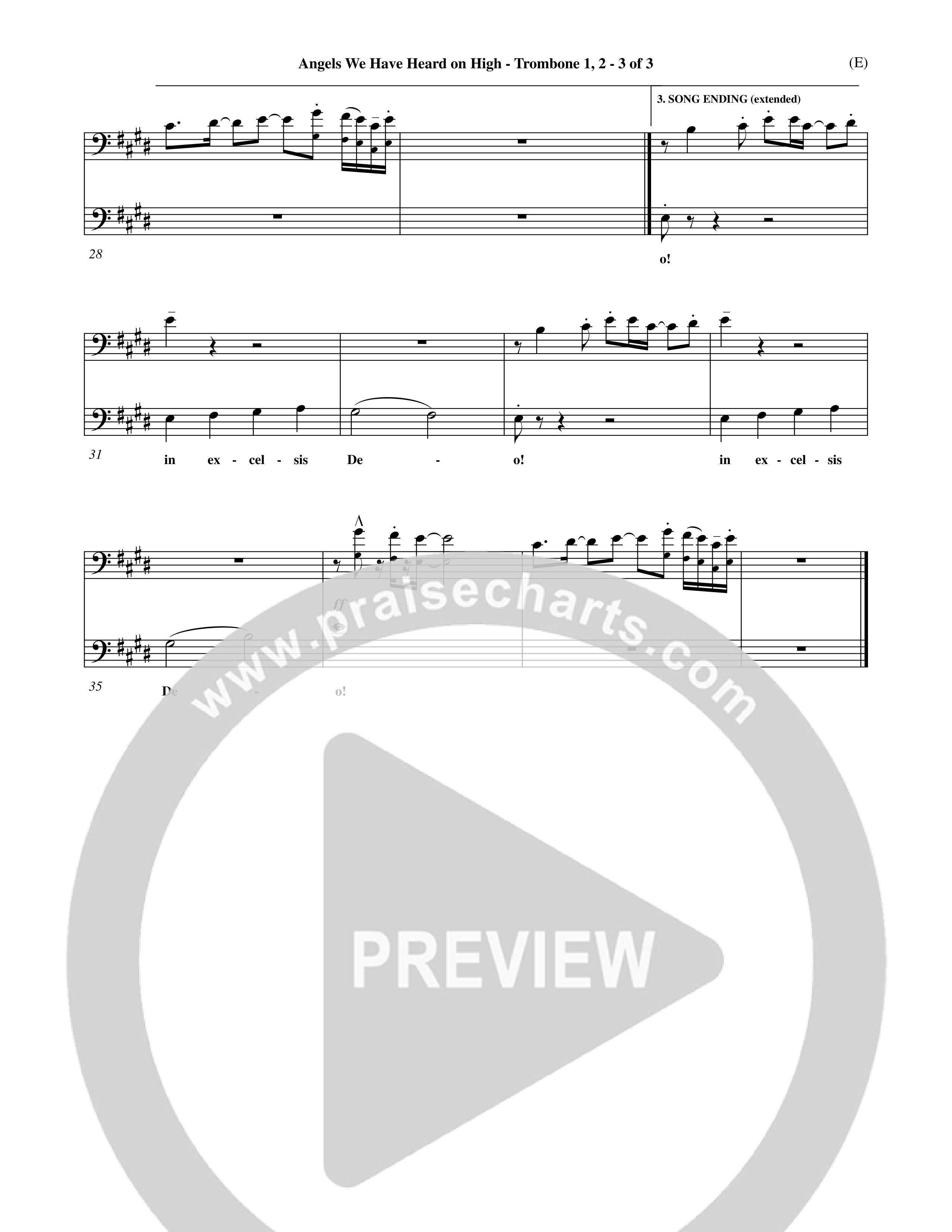 Angels We Have Heard On High (Choral Anthem SATB) Trombone 1/2 (Word Music Choral / Arr. John Coates / Orch. Dave Williamson / Orch. Billy Payne)