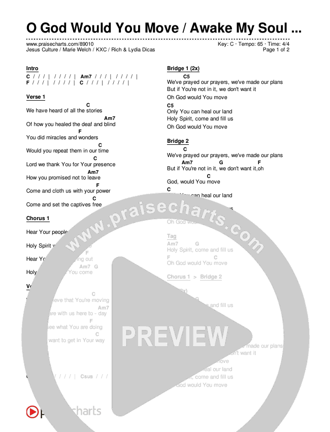 O God Would You Move / Awake My Soul (Live) Chords & Lyrics (Jesus Culture / Marie Welch / KXC / Rich & Lydia Dicas)
