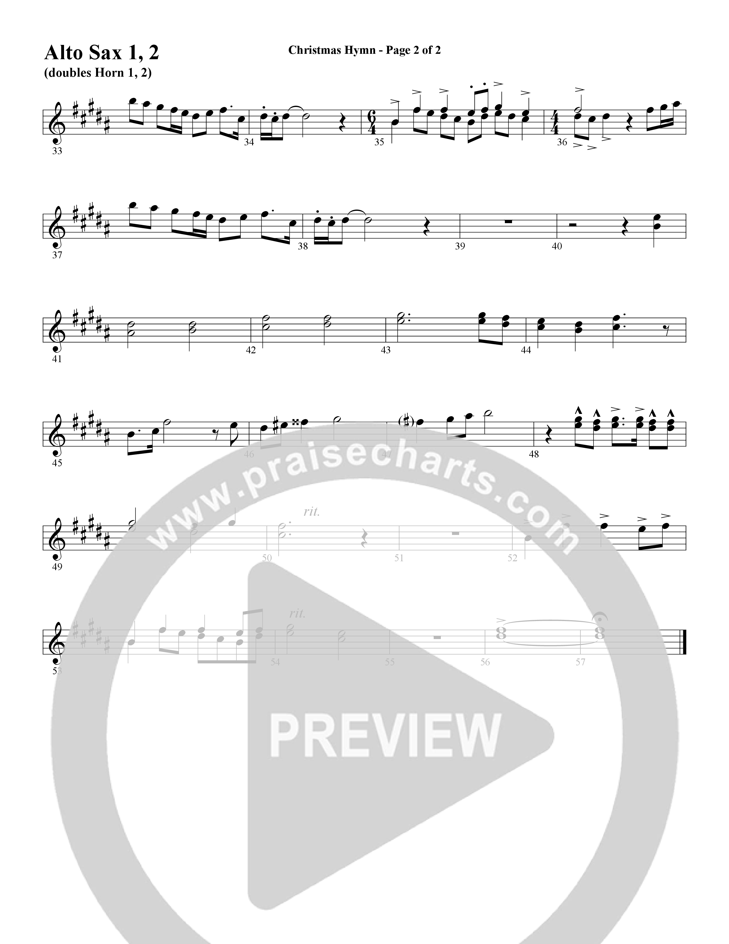 Christmas Hymn (Instrumental) Alto Sax 1/2 (Word Music / Arr. David Clydesdale)