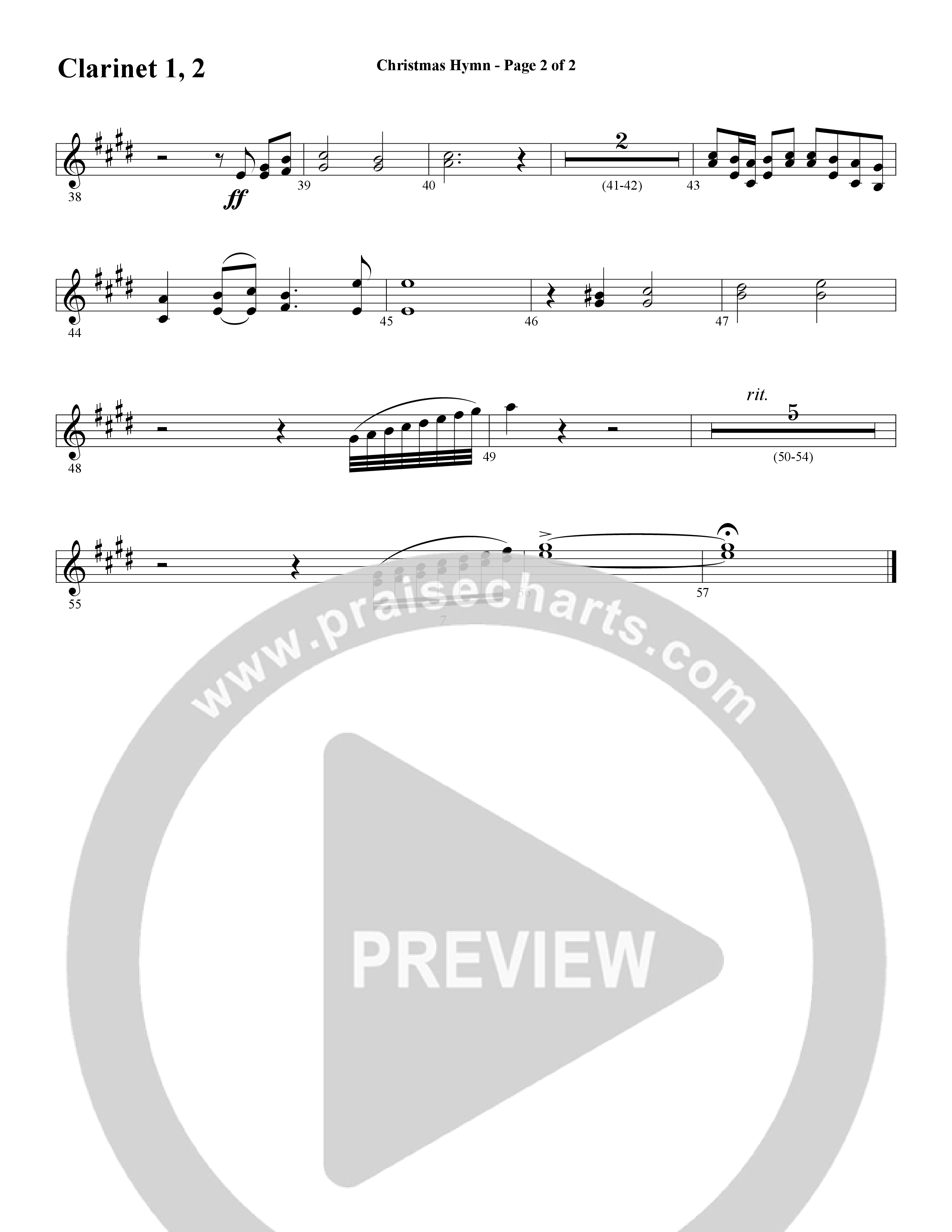 Christmas Hymn (Instrumental) Clarinet 1/2 (Word Music / Arr. David Clydesdale)