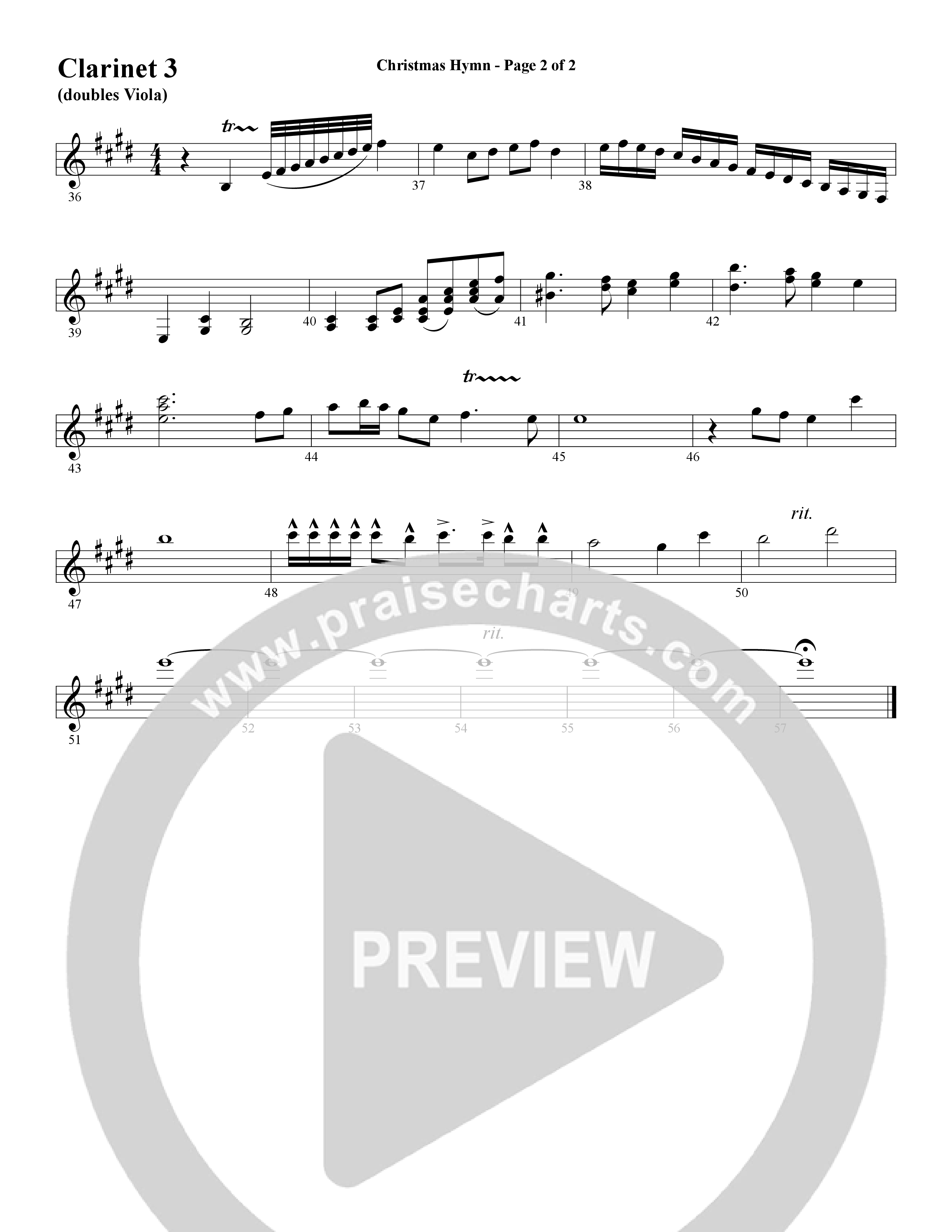 Christmas Hymn (Instrumental) Clarinet 3 (Word Music / Arr. David Clydesdale)