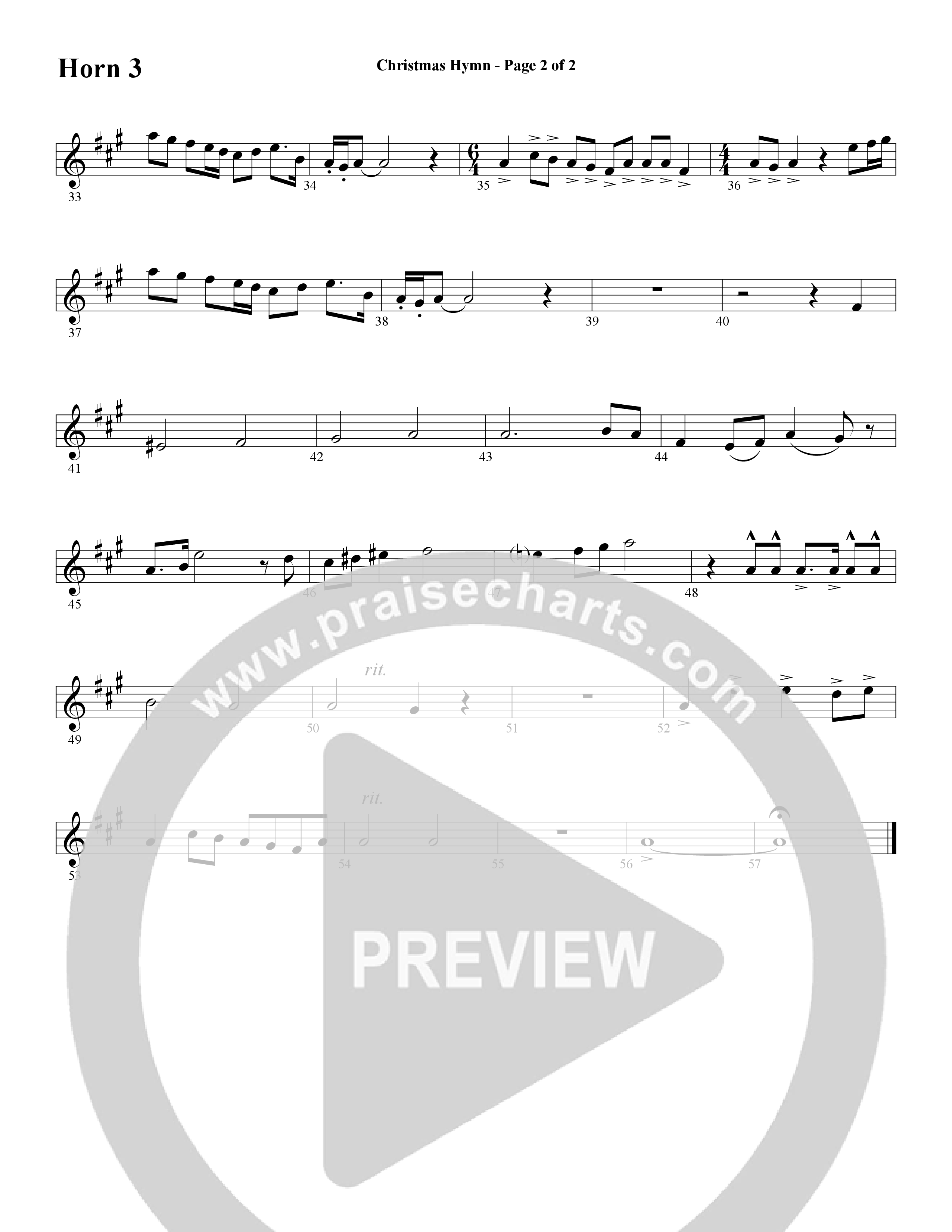 Christmas Hymn (Instrumental) French Horn 3 (Word Music / Arr. David Clydesdale)