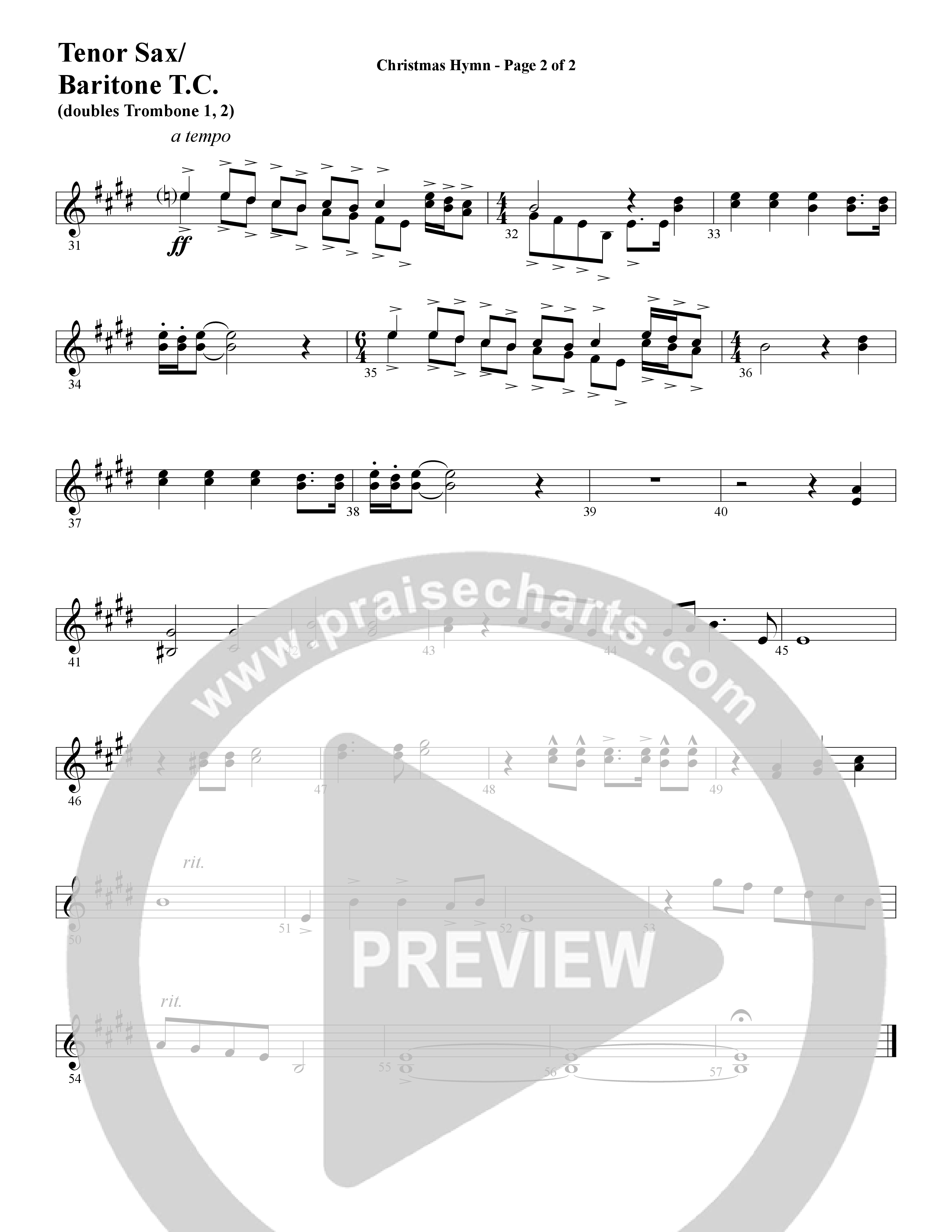 Christmas Hymn (Instrumental) Tenor Sax/Baritone T.C. (Word Music / Arr. David Clydesdale)