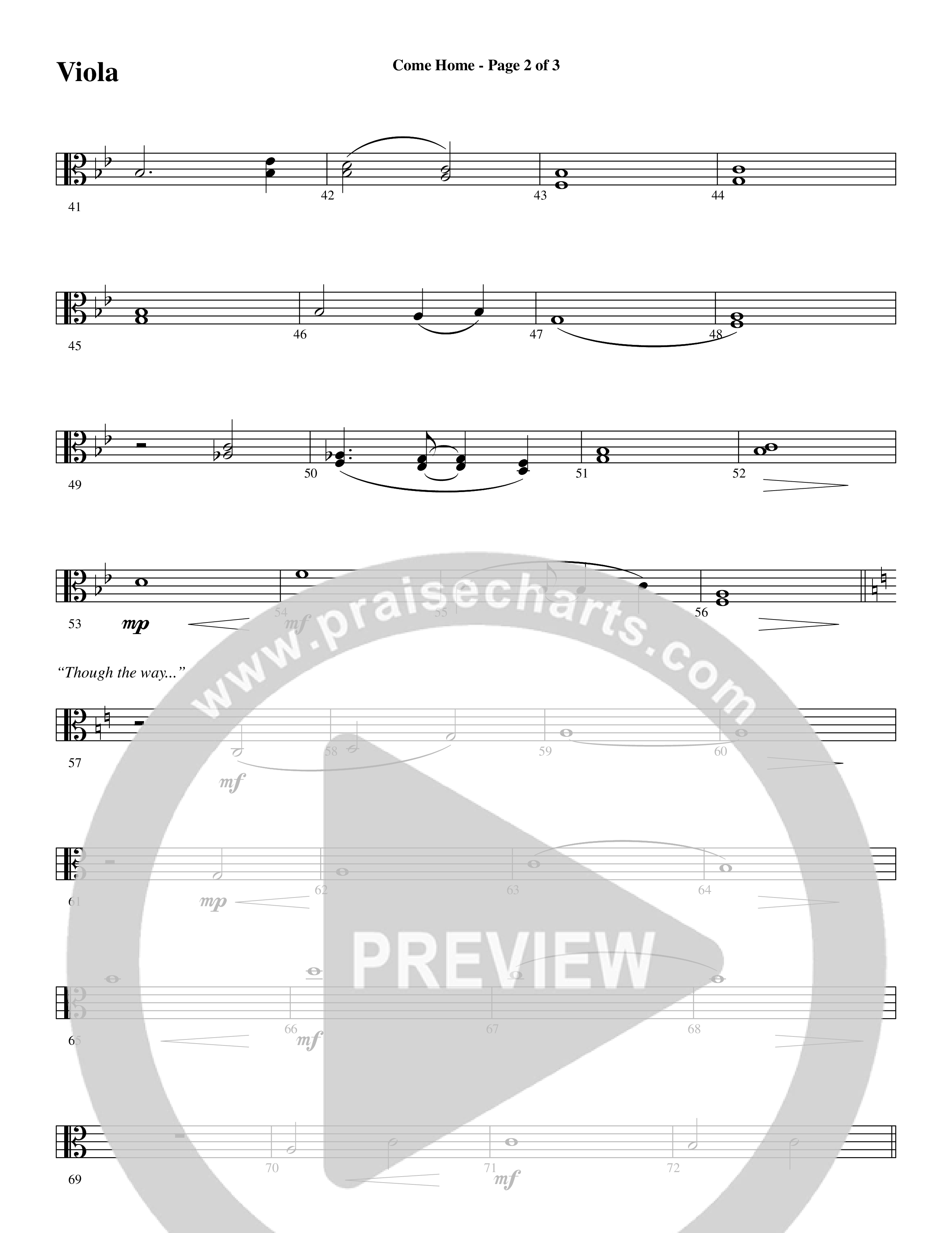 Come Home (with Softly and Tenderly) (Choral Anthem SATB) Viola (Word Music Choral / Arr. Russell Mauldin)