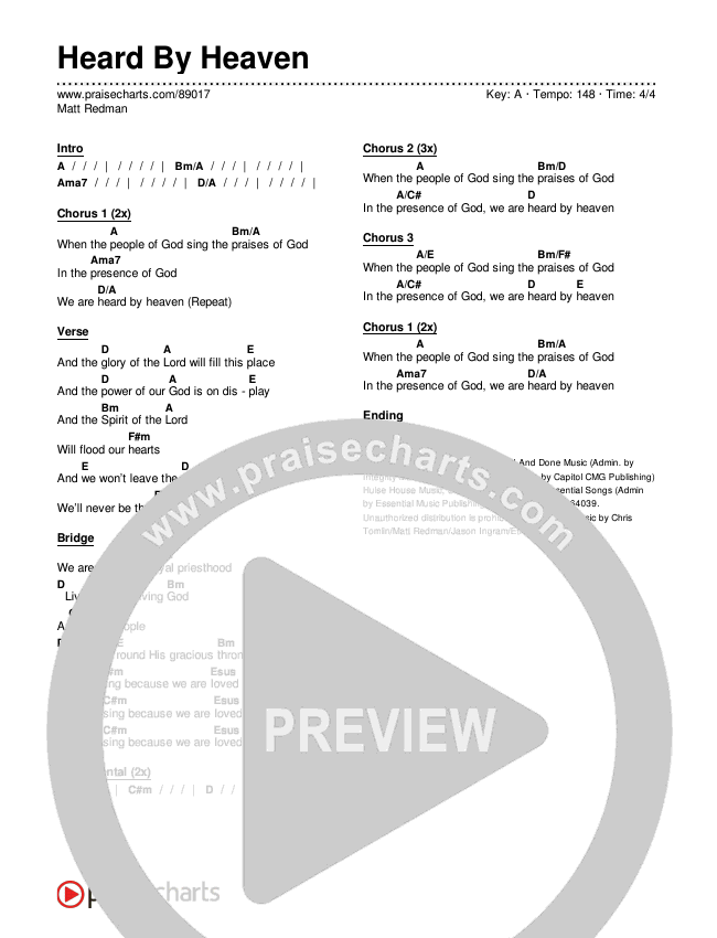 Heard By Heaven Chord Chart (Matt Redman)