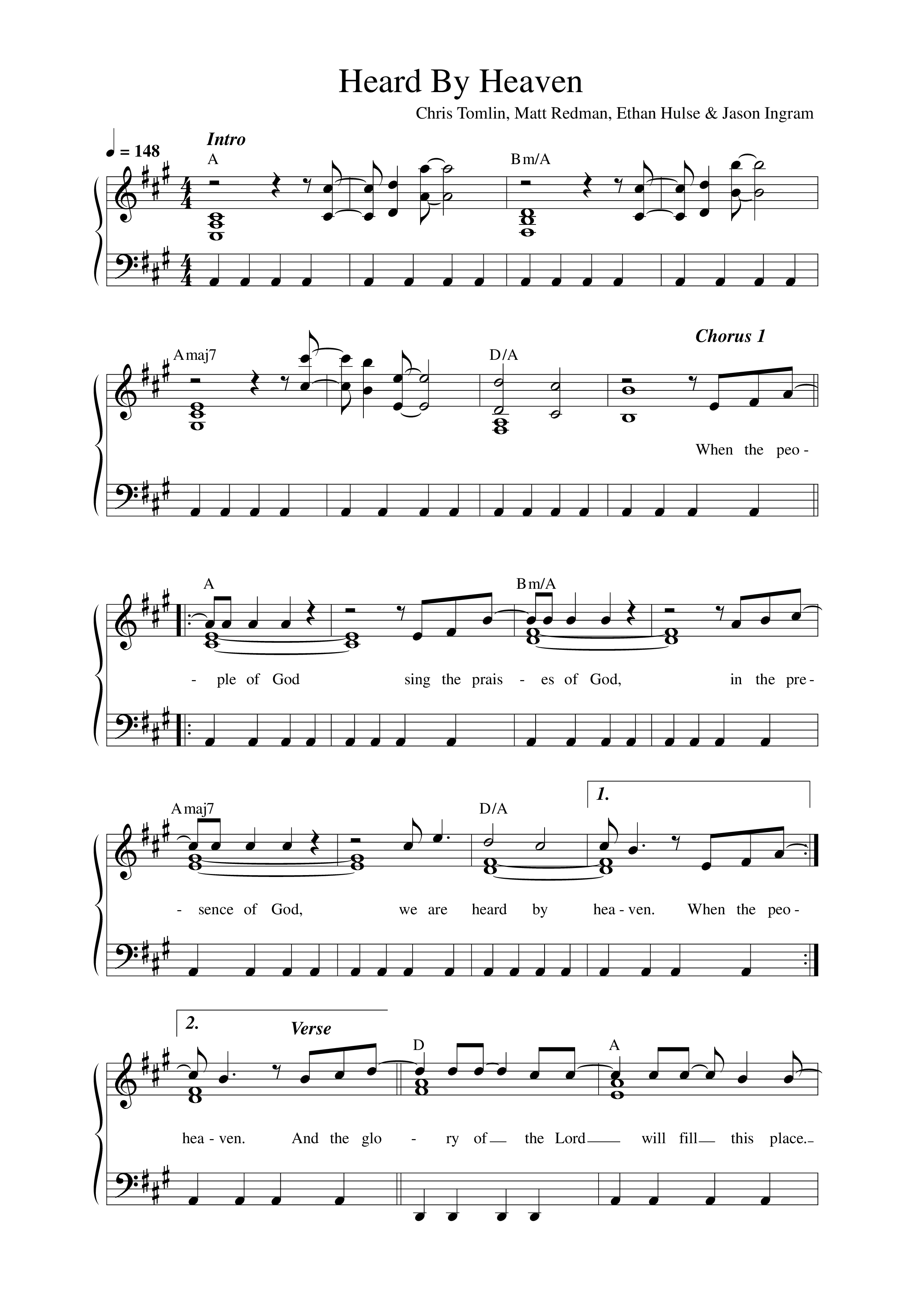 Heard By Heaven Lead Sheet Melody (Matt Redman)