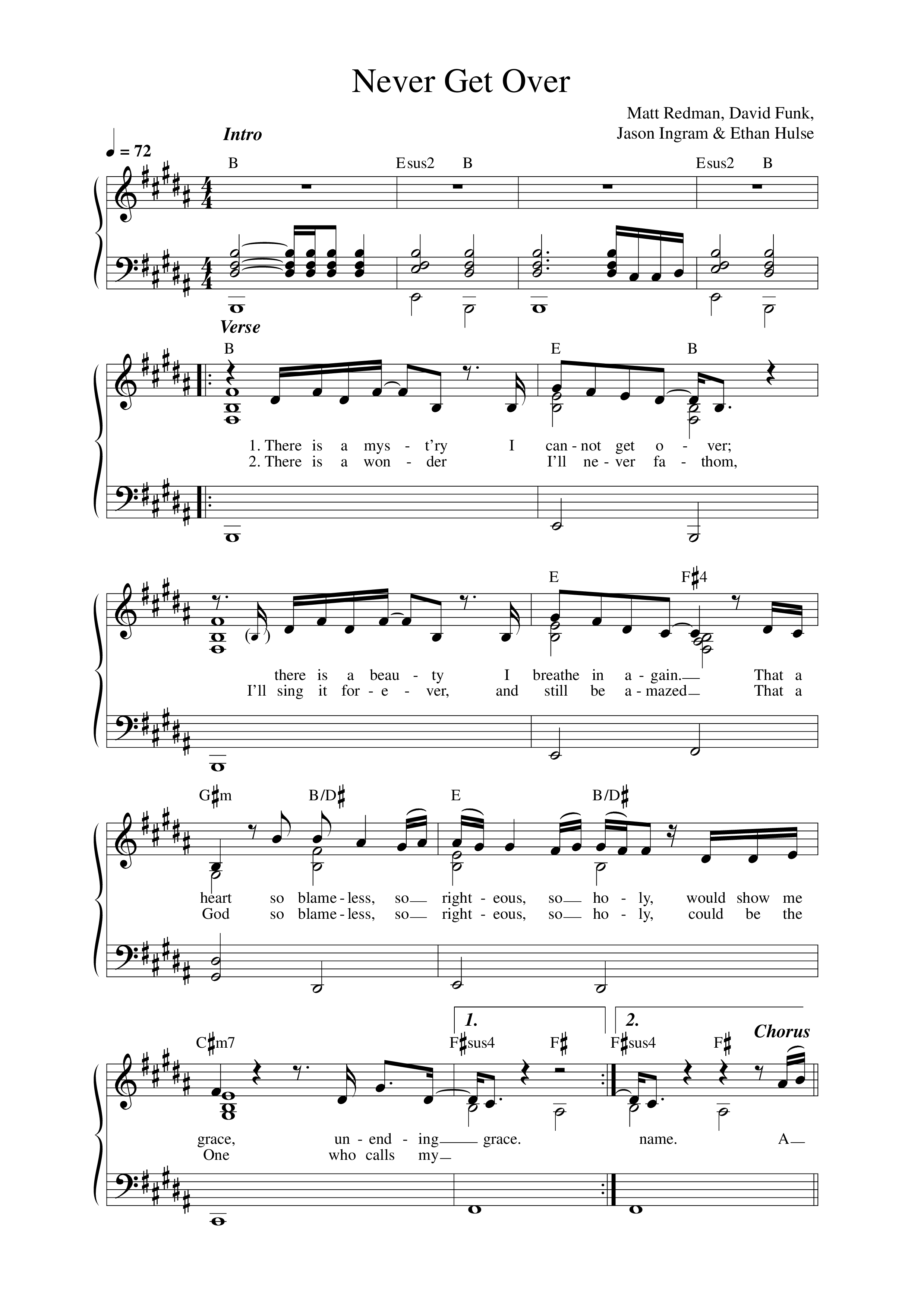 Never Get Over Lead Sheet Melody (Matt Redman)
