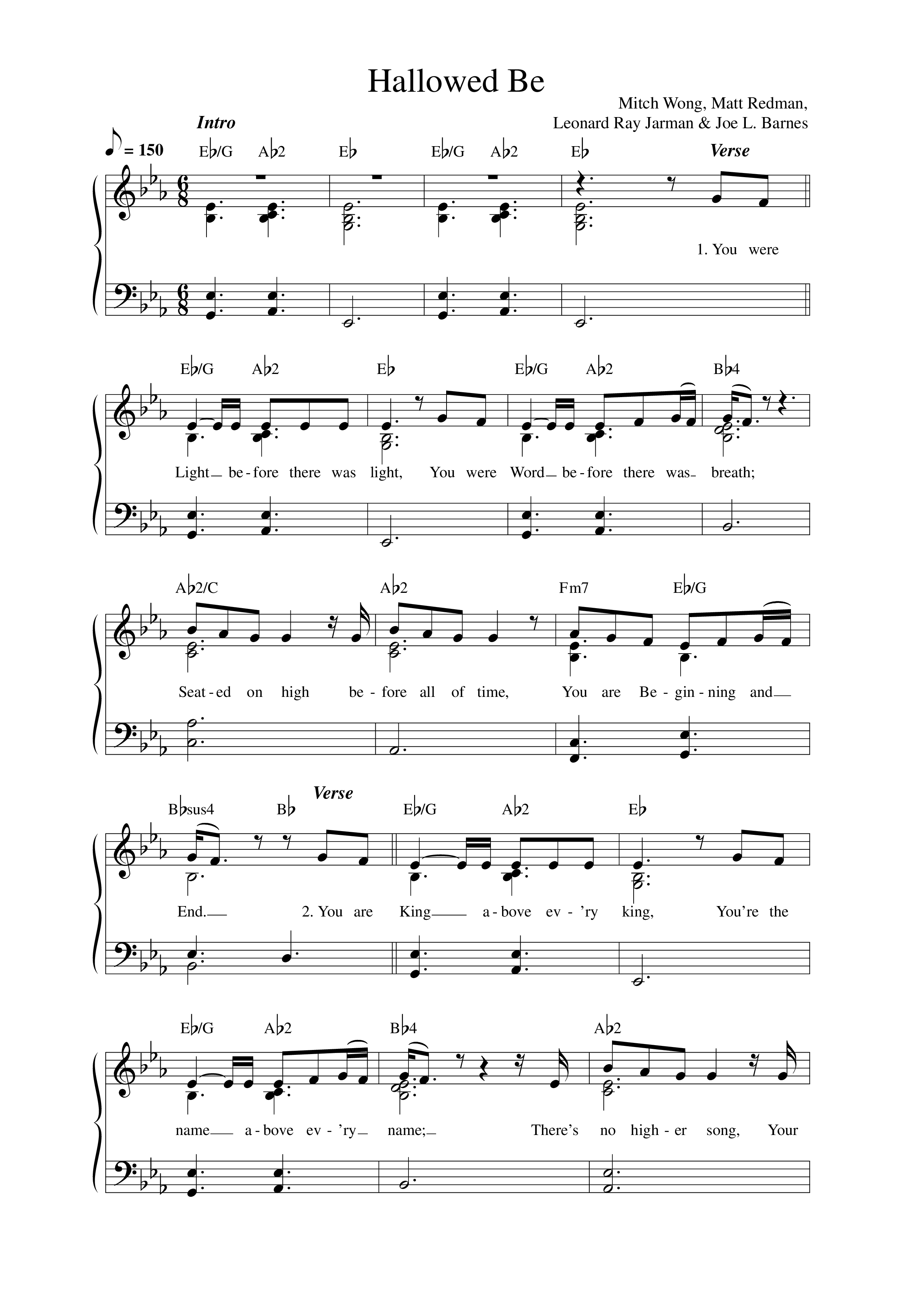 Hallowed Be Lead Sheet Melody (Matt Redman)