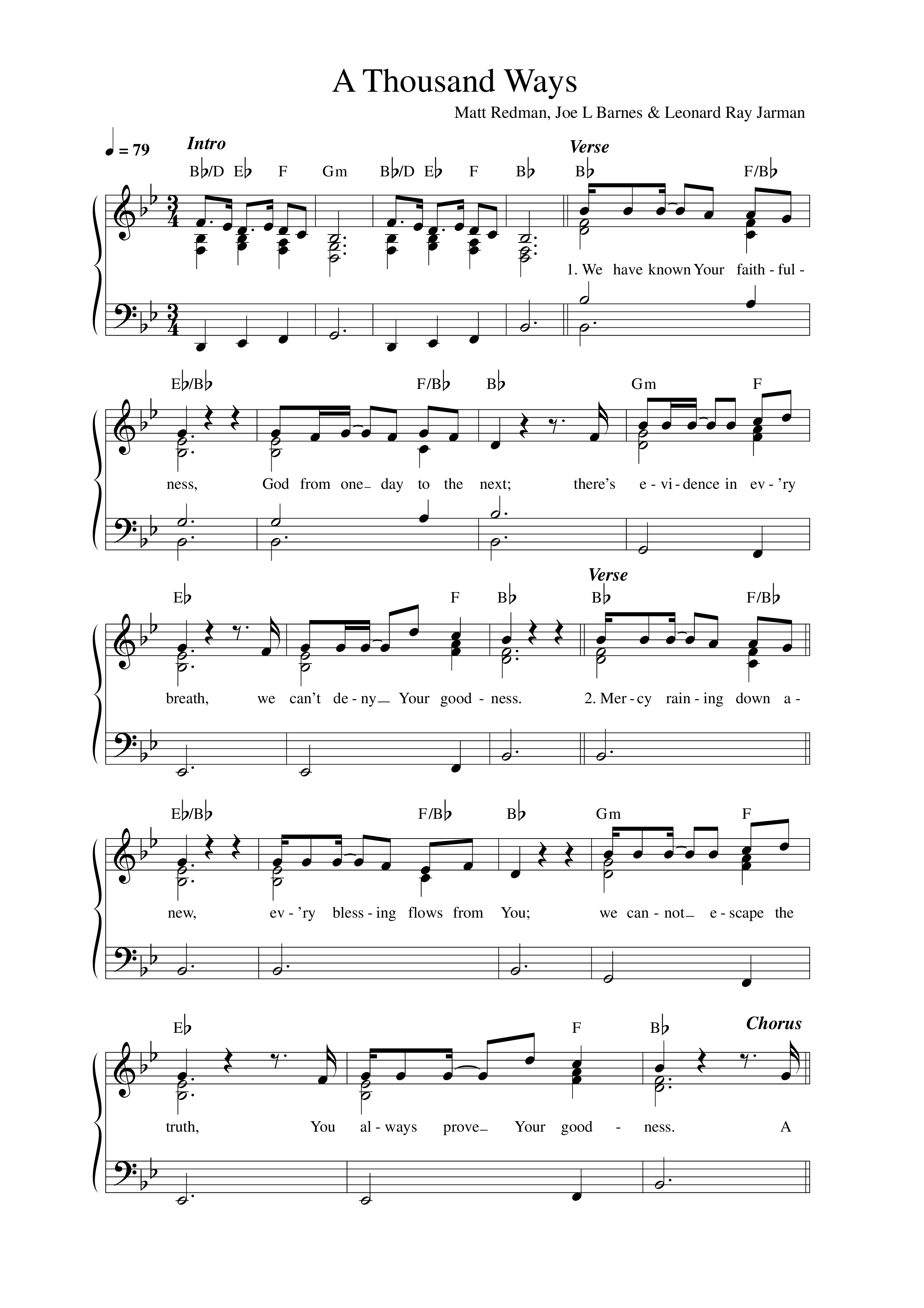 A Thousand Ways Lead Sheet Melody (Matt Redman)