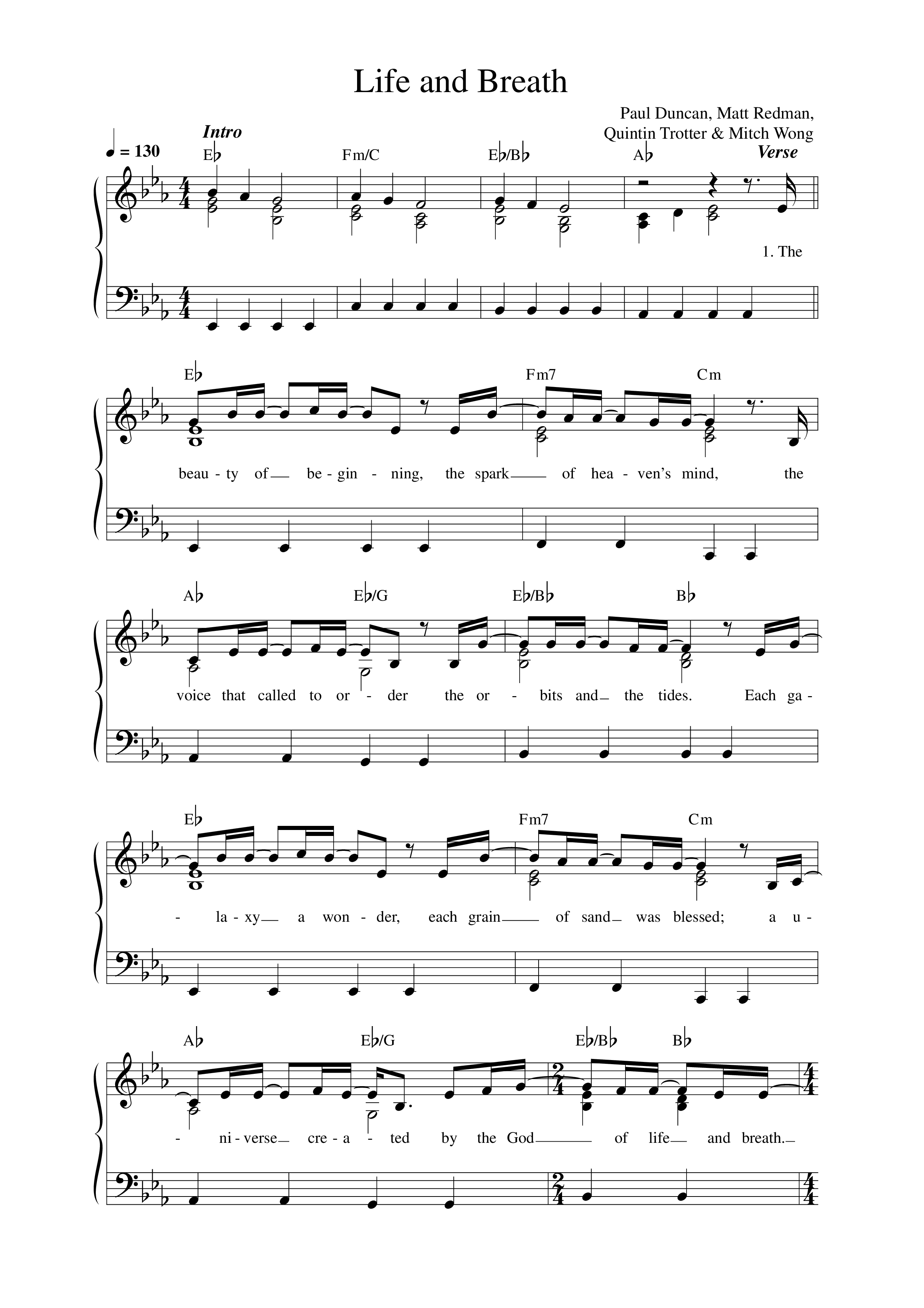 Life & Breath Lead Sheet Melody (Matt Redman)