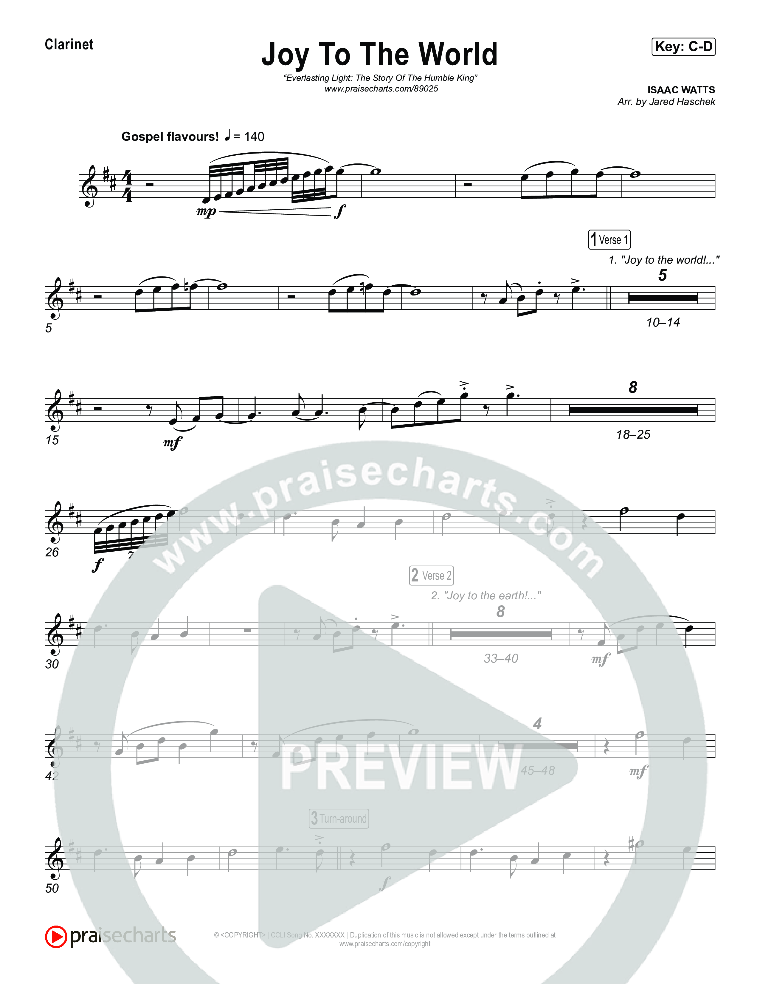 Joy To The World Clarinet 1,2 (Museum Of The Bible / Arr. Jared Haschek)