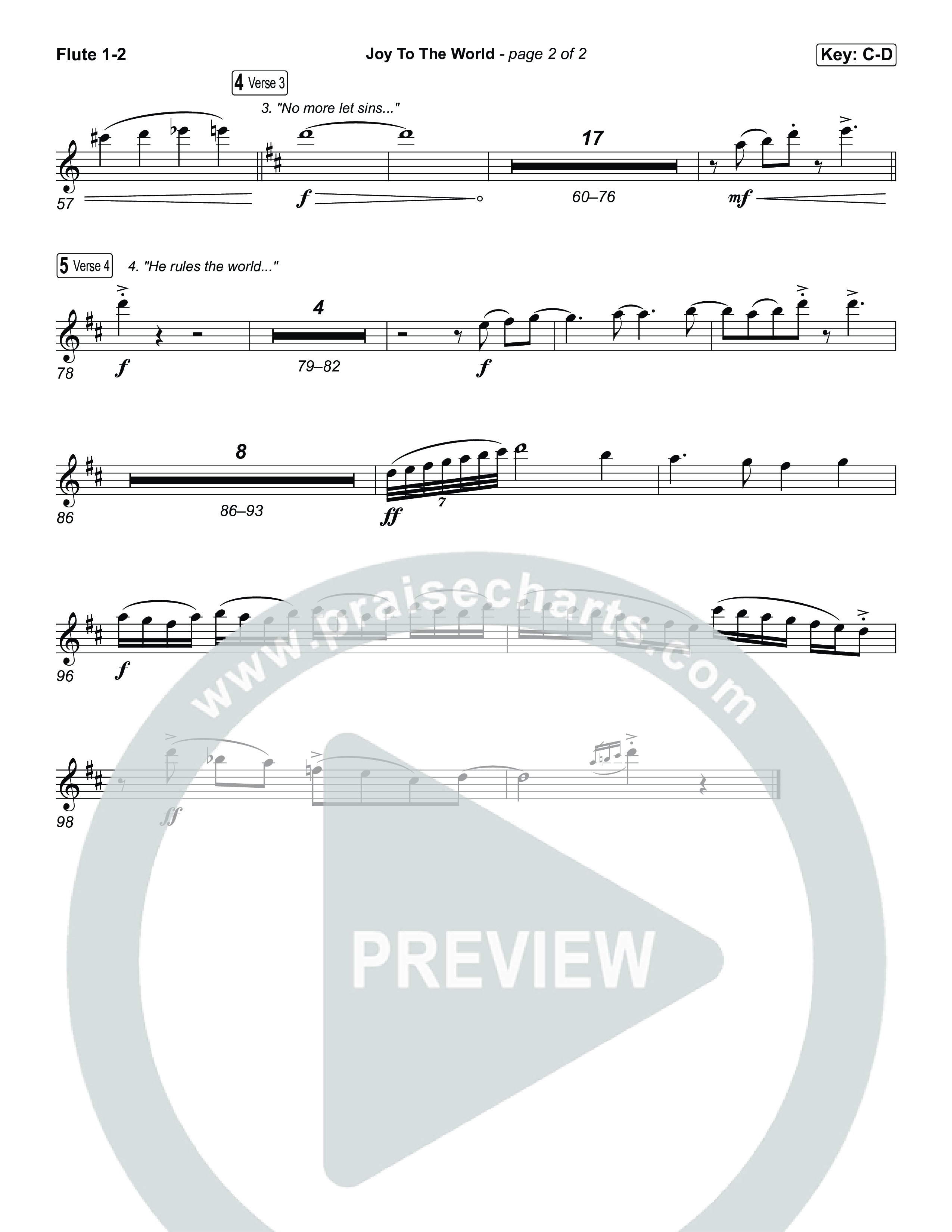 Joy To The World Flute 1,2 (Museum Of The Bible / Arr. Jared Haschek)