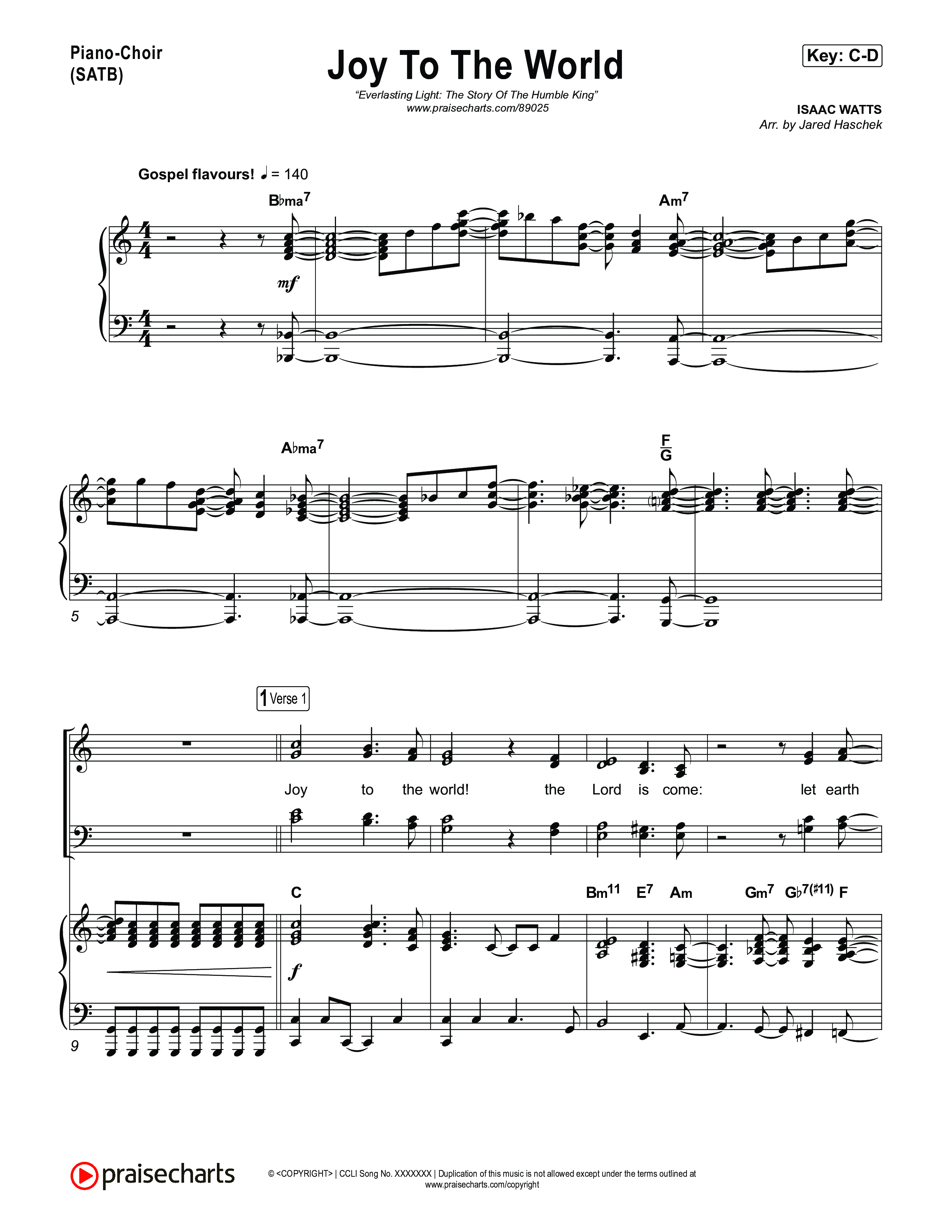 Joy To The World Piano/Vocal Pack (Museum Of The Bible / Arr. Jared Haschek)