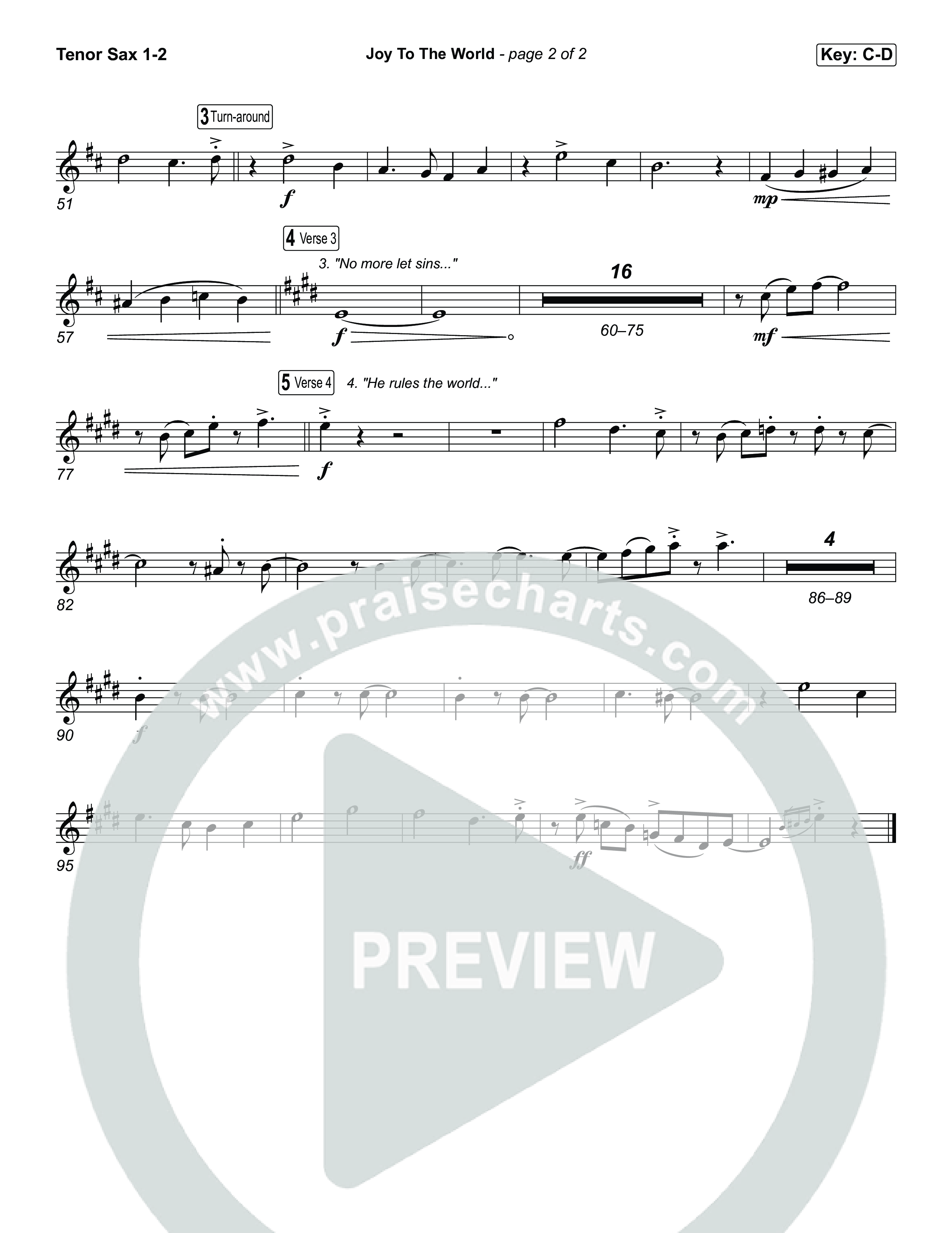 Joy To The World Tenor Sax 1,2 (Museum Of The Bible / Arr. Jared Haschek)