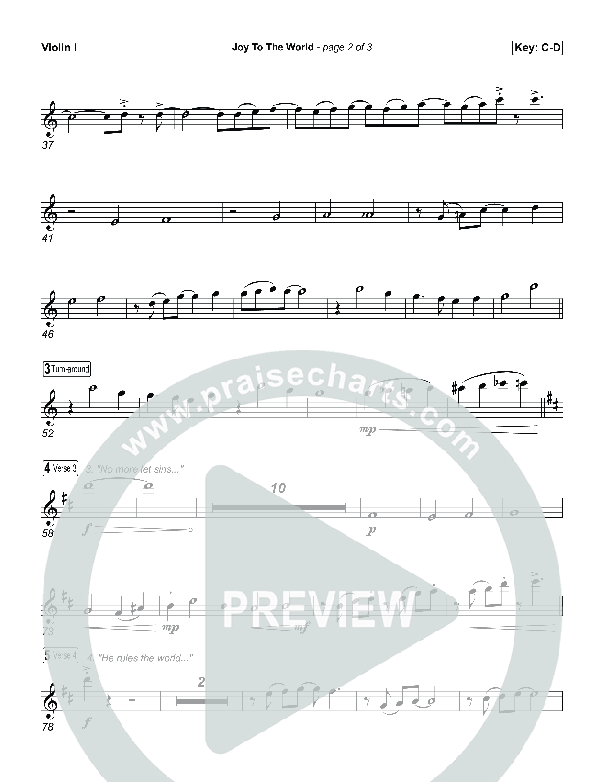 Joy To The World Violin 1,2 (Museum Of The Bible / Arr. Jared Haschek)