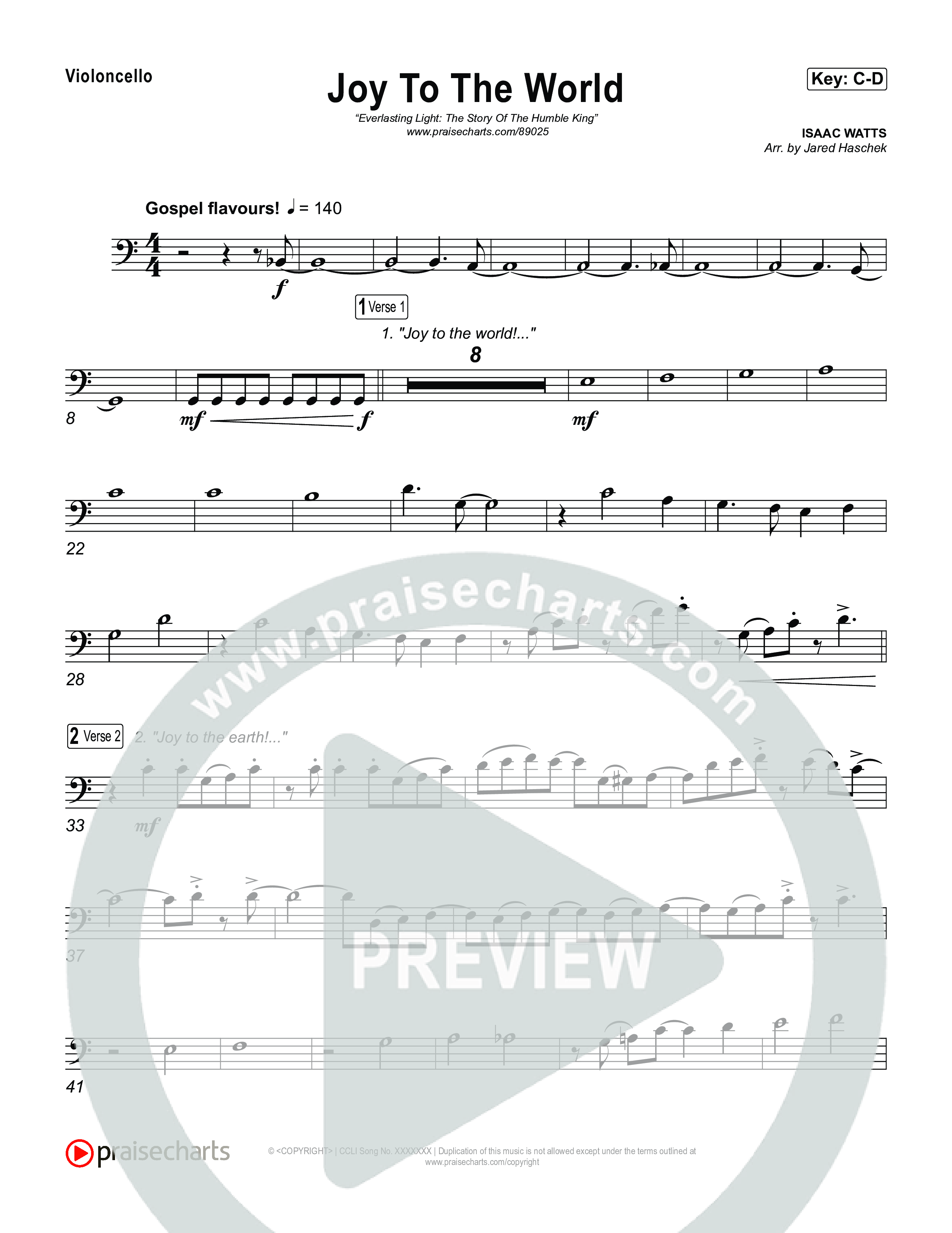 Joy To The World Violincello (Museum Of The Bible / Arr. Jared Haschek)