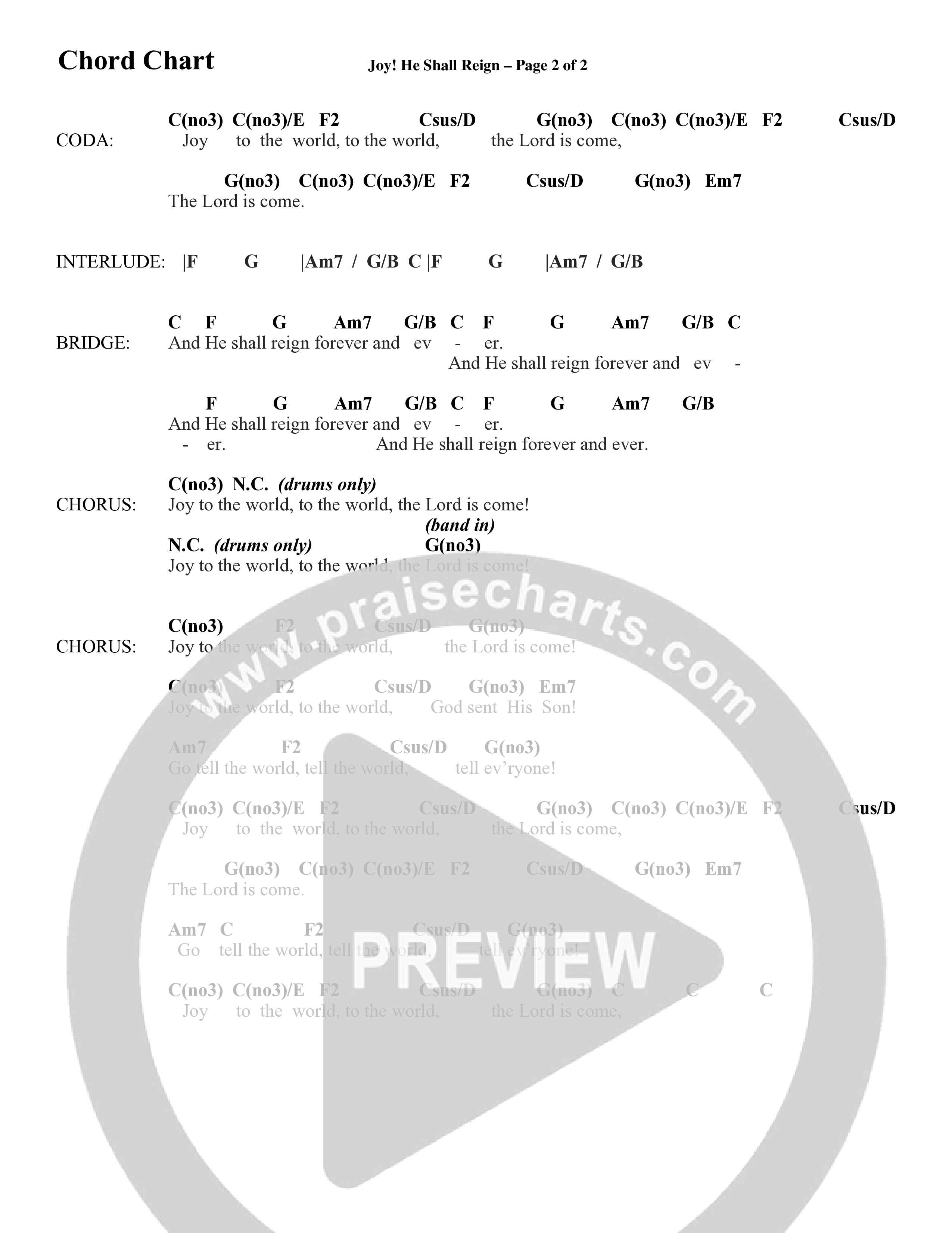 Joy He Shall Reign (Choral Anthem SATB) Chord Chart (Word Music Choral / Arr. Cliff Duren)