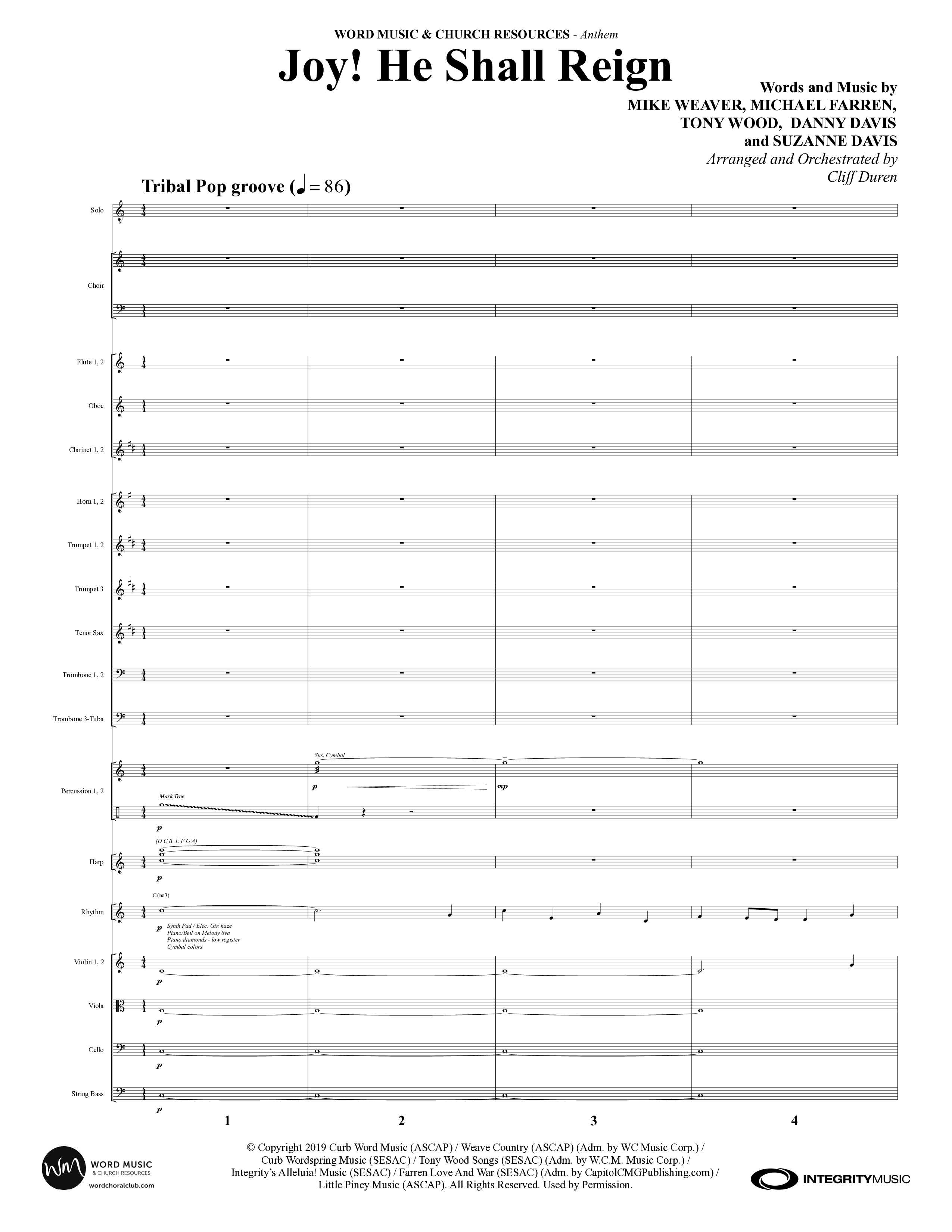 Joy He Shall Reign (Choral Anthem SATB) Conductor's Score (Word Music Choral / Arr. Cliff Duren)