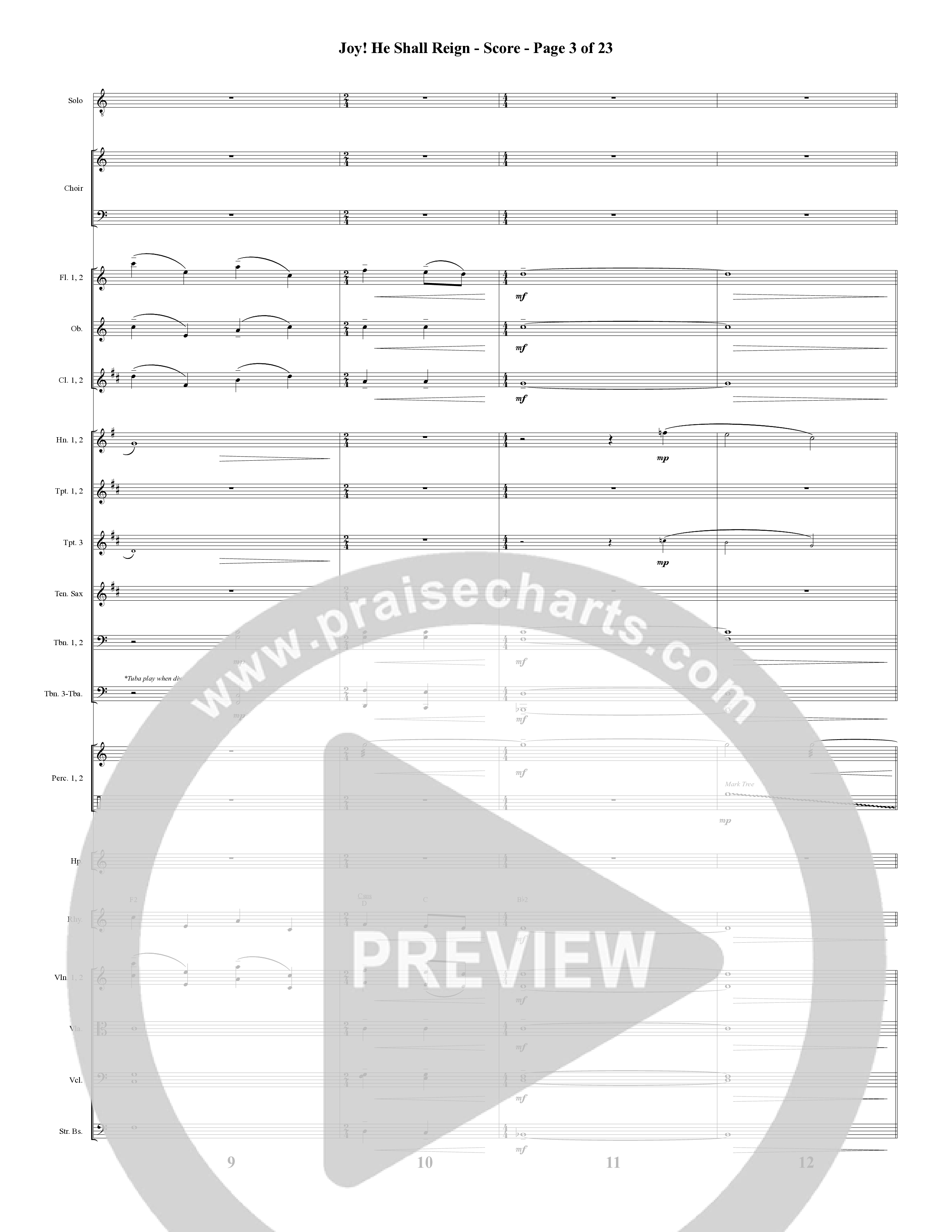 Joy He Shall Reign (Choral Anthem SATB) Conductor's Score (Word Music Choral / Arr. Cliff Duren)