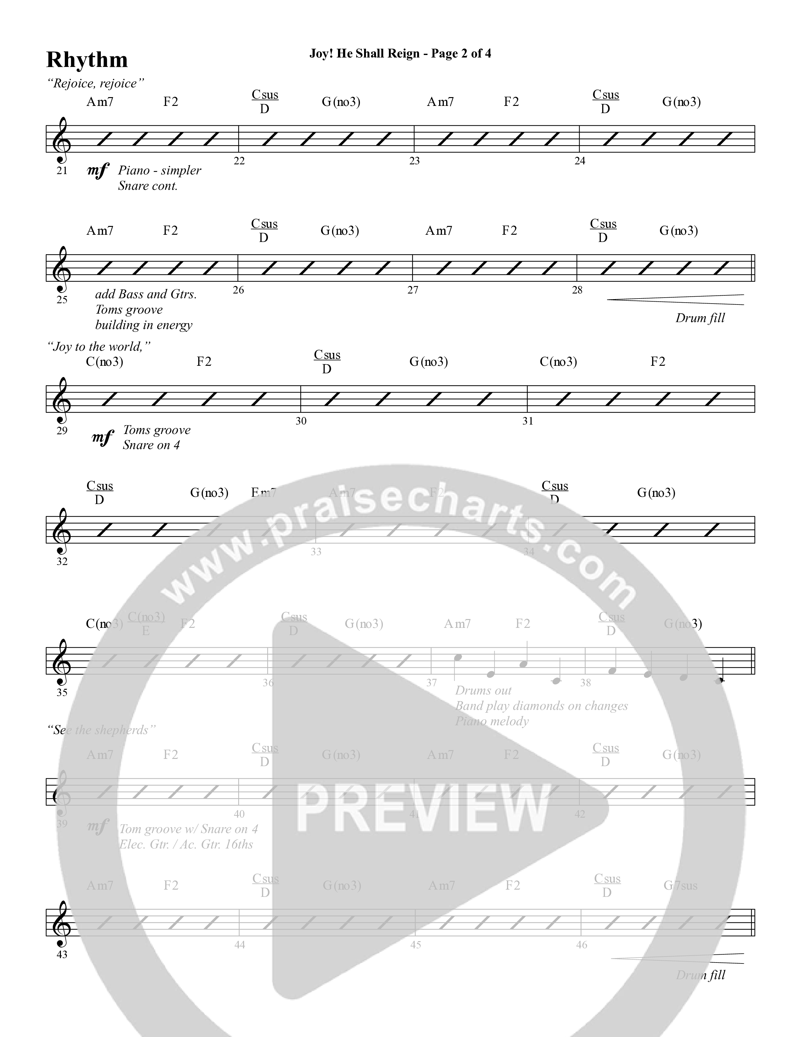 Joy He Shall Reign (Choral Anthem SATB) Rhythm Chart (Word Music Choral / Arr. Cliff Duren)