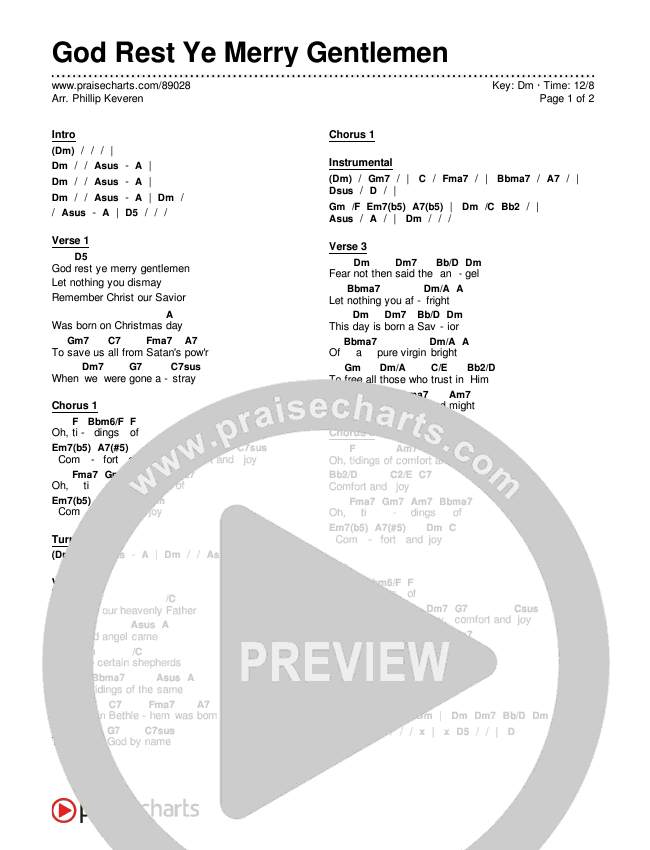 God Rest Ye Merry Gentlemen Chords & Lyrics (Museum Of The Bible / Arr. Phillip Keveren)