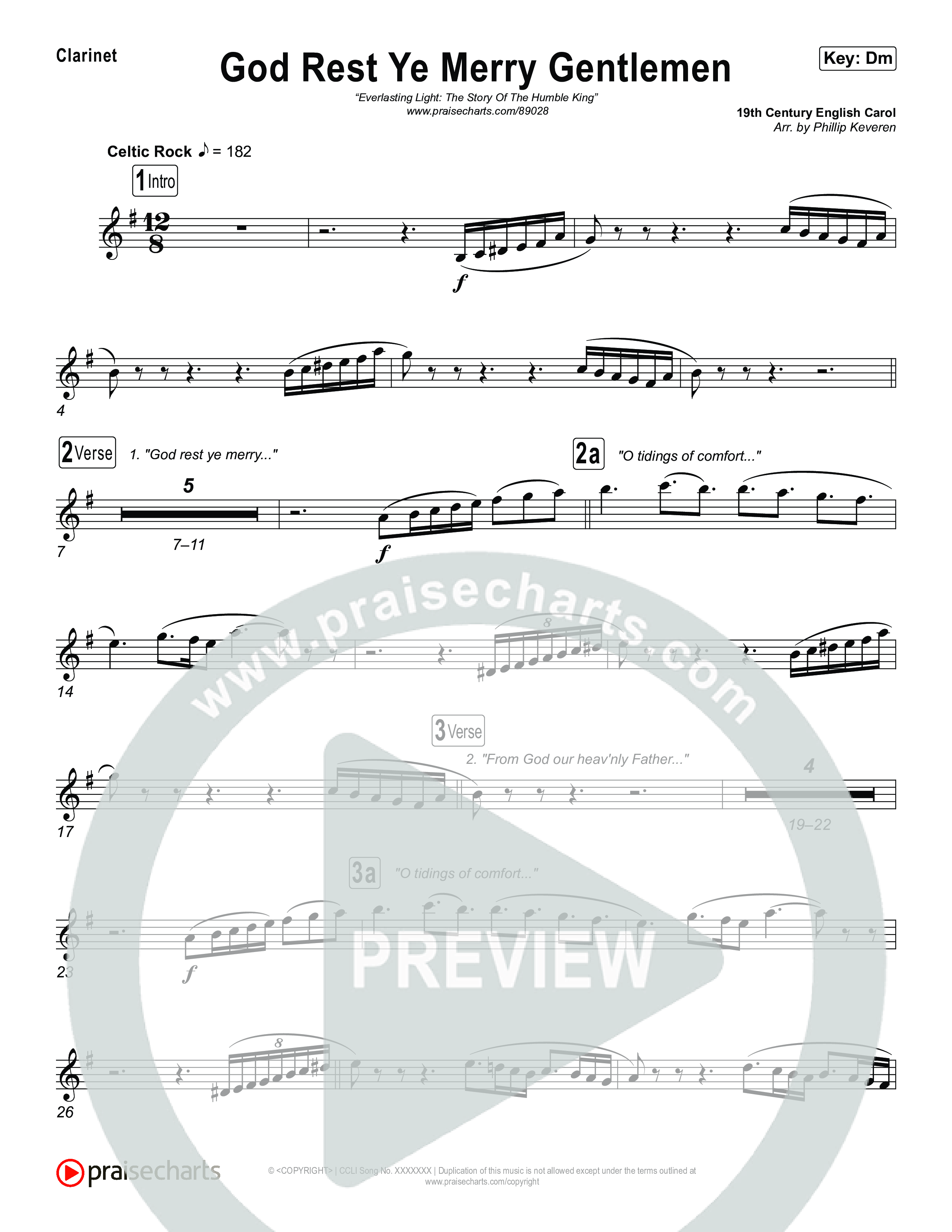God Rest Ye Merry Gentlemen Clarinet 1,2 (Museum Of The Bible / Arr. Phillip Keveren)