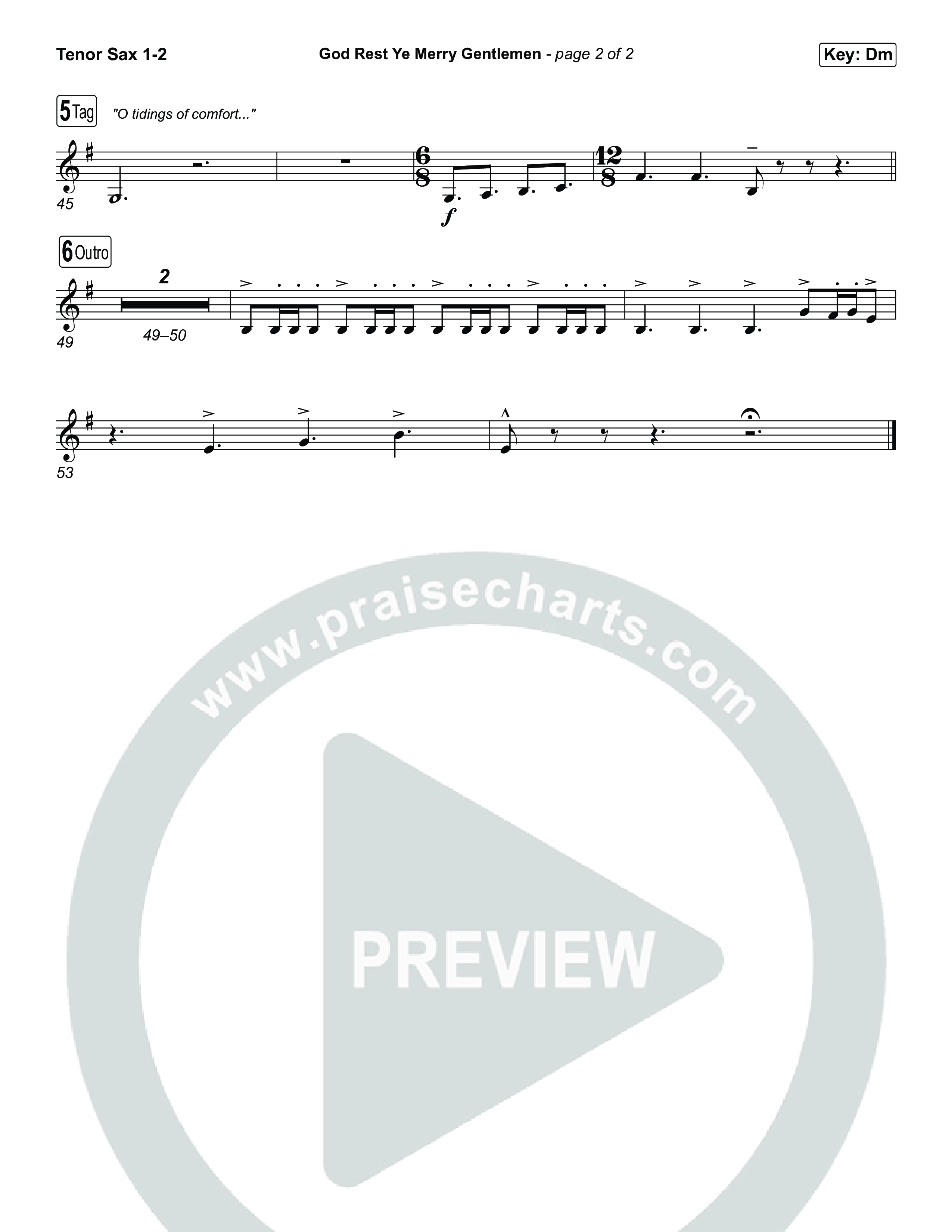 God Rest Ye Merry Gentlemen Tenor Sax 1,2 (Museum Of The Bible / Arr. Phillip Keveren)