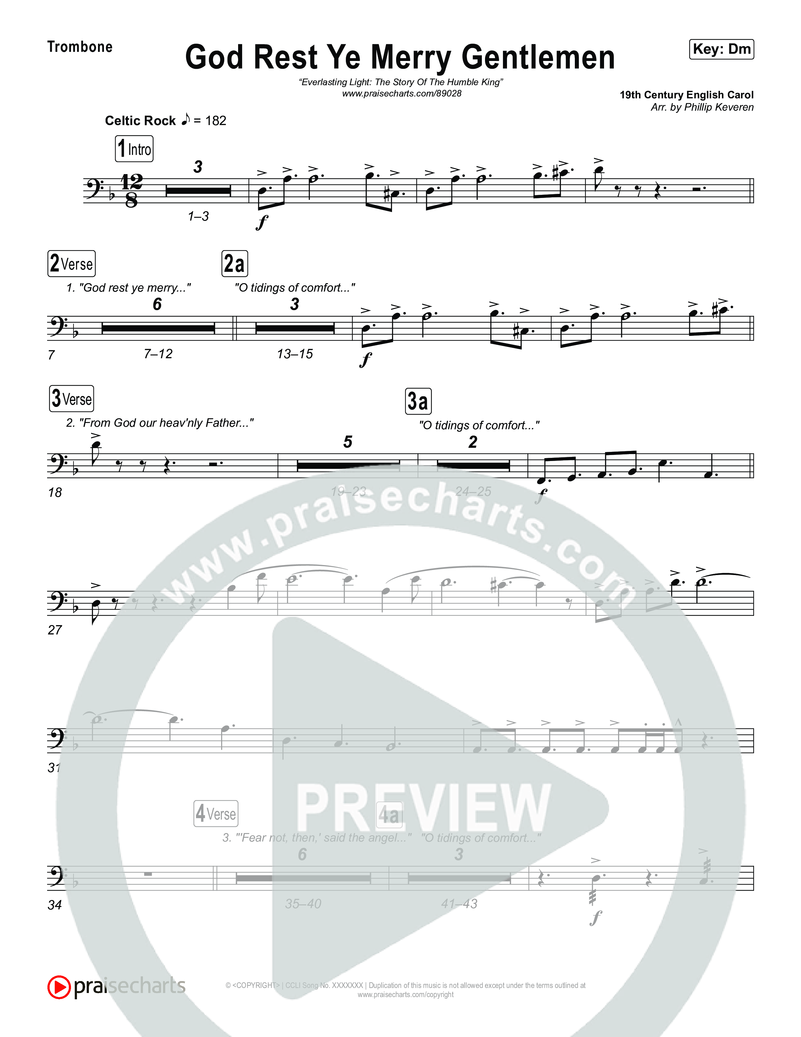 God Rest Ye Merry Gentlemen Trombone 1,2 (Museum Of The Bible / Arr. Phillip Keveren)