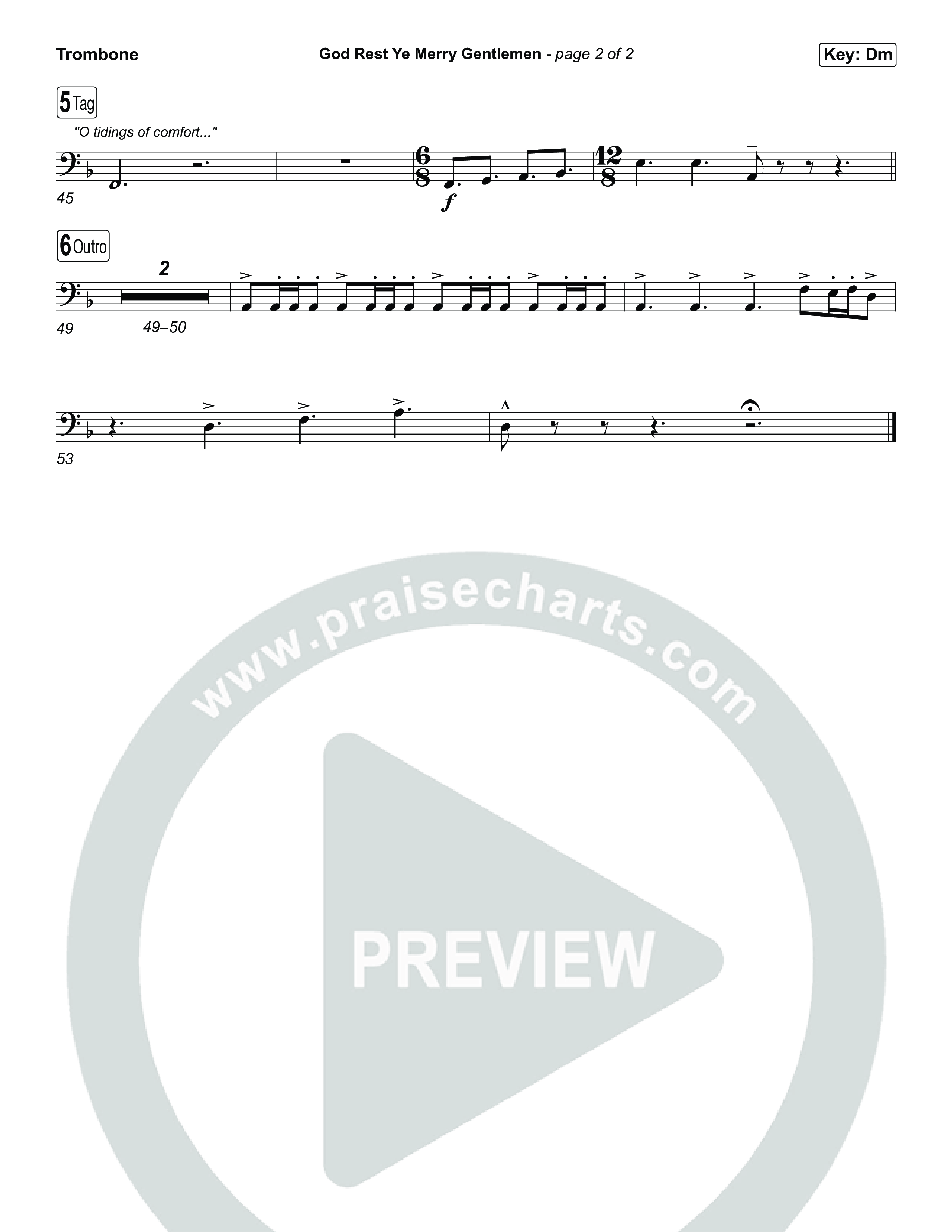 God Rest Ye Merry Gentlemen Trombone 1,2 (Museum Of The Bible / Arr. Phillip Keveren)