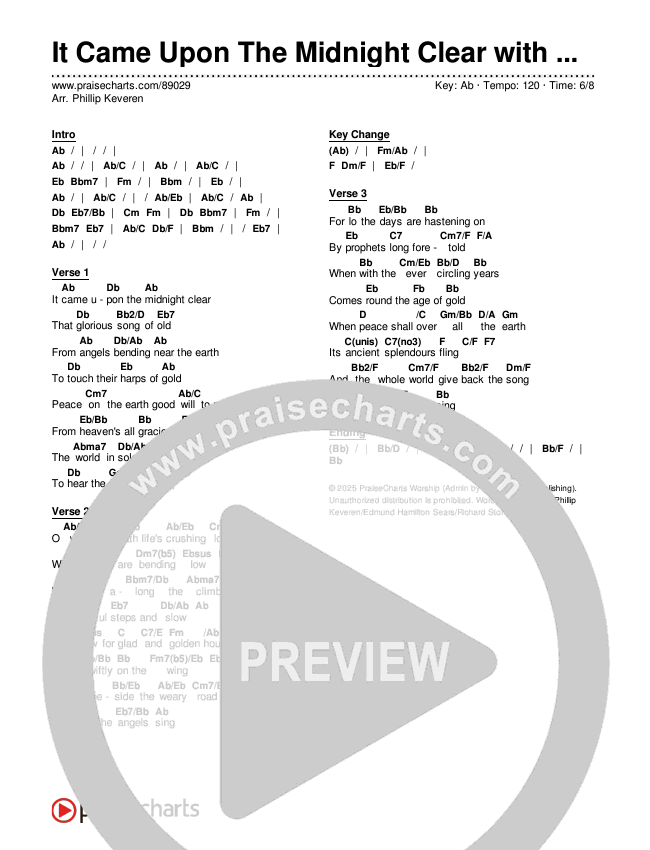 It Came Upon The Midnight Clear with O Mio Babbino Chords & Lyrics (Museum Of The Bible / Arr. Phillip Keveren)