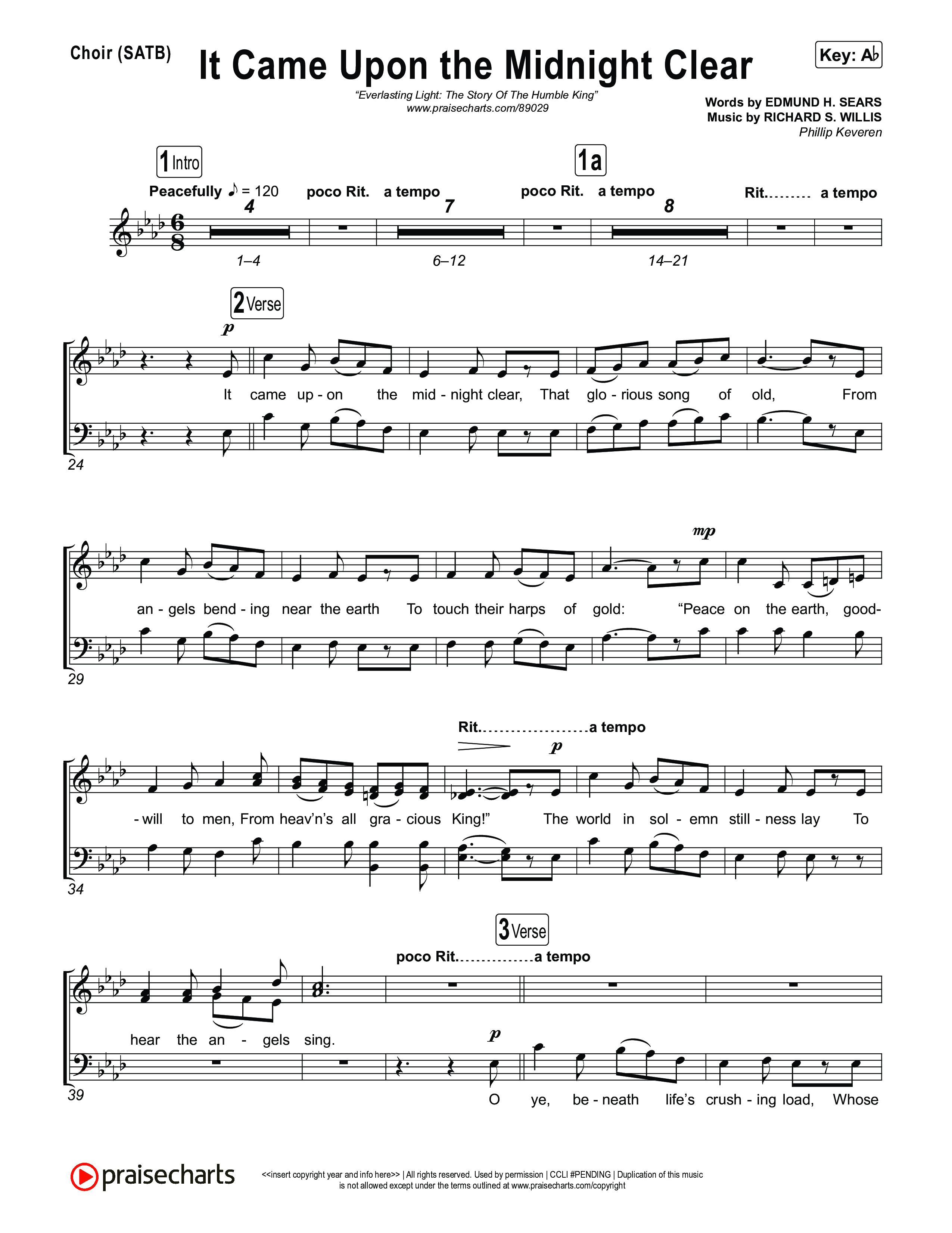 It Came Upon The Midnight Clear with O Mio Babbino Choir Sheet (SATB) (Museum Of The Bible / Arr. Phillip Keveren)