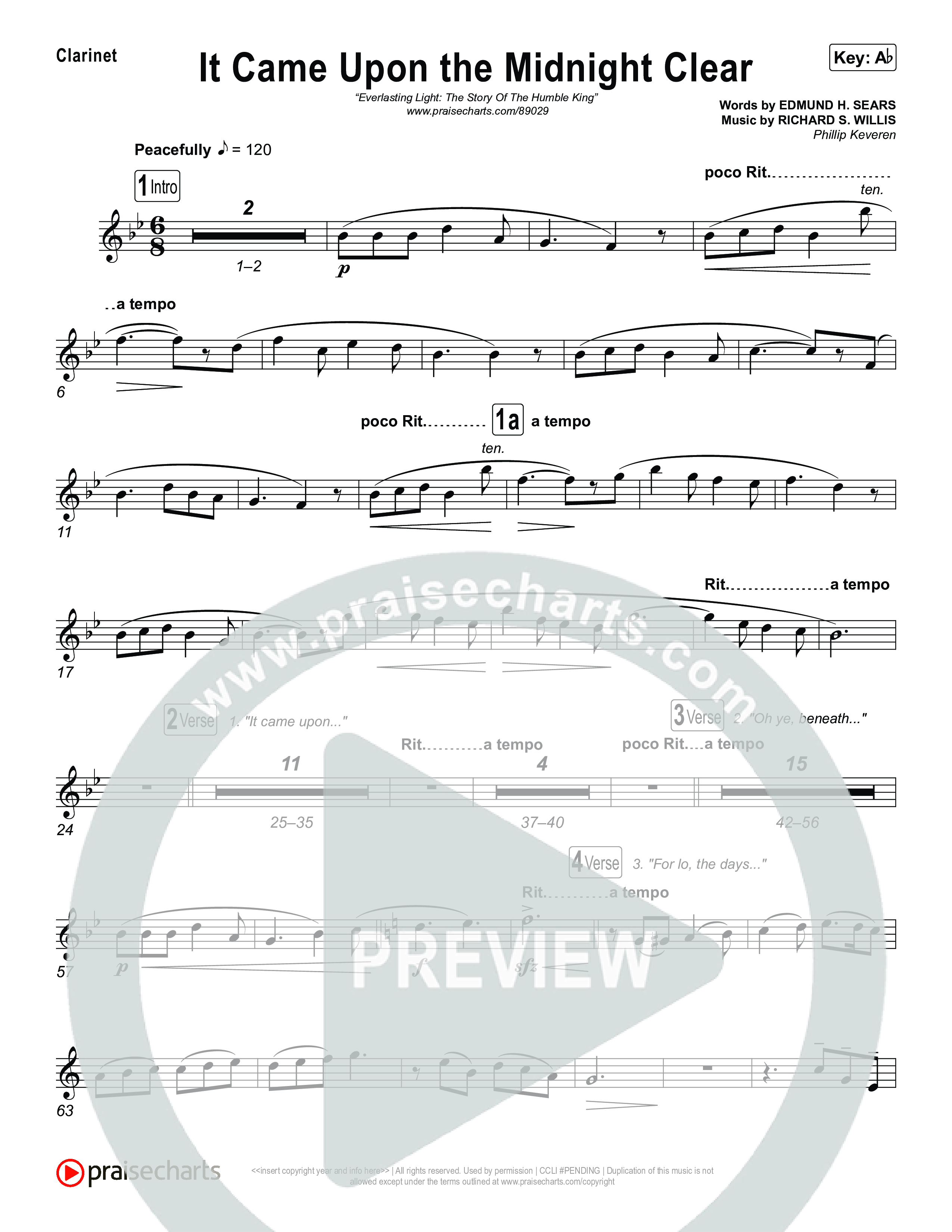 It Came Upon The Midnight Clear with O Mio Babbino Clarinet 1,2 (Museum Of The Bible / Arr. Phillip Keveren)