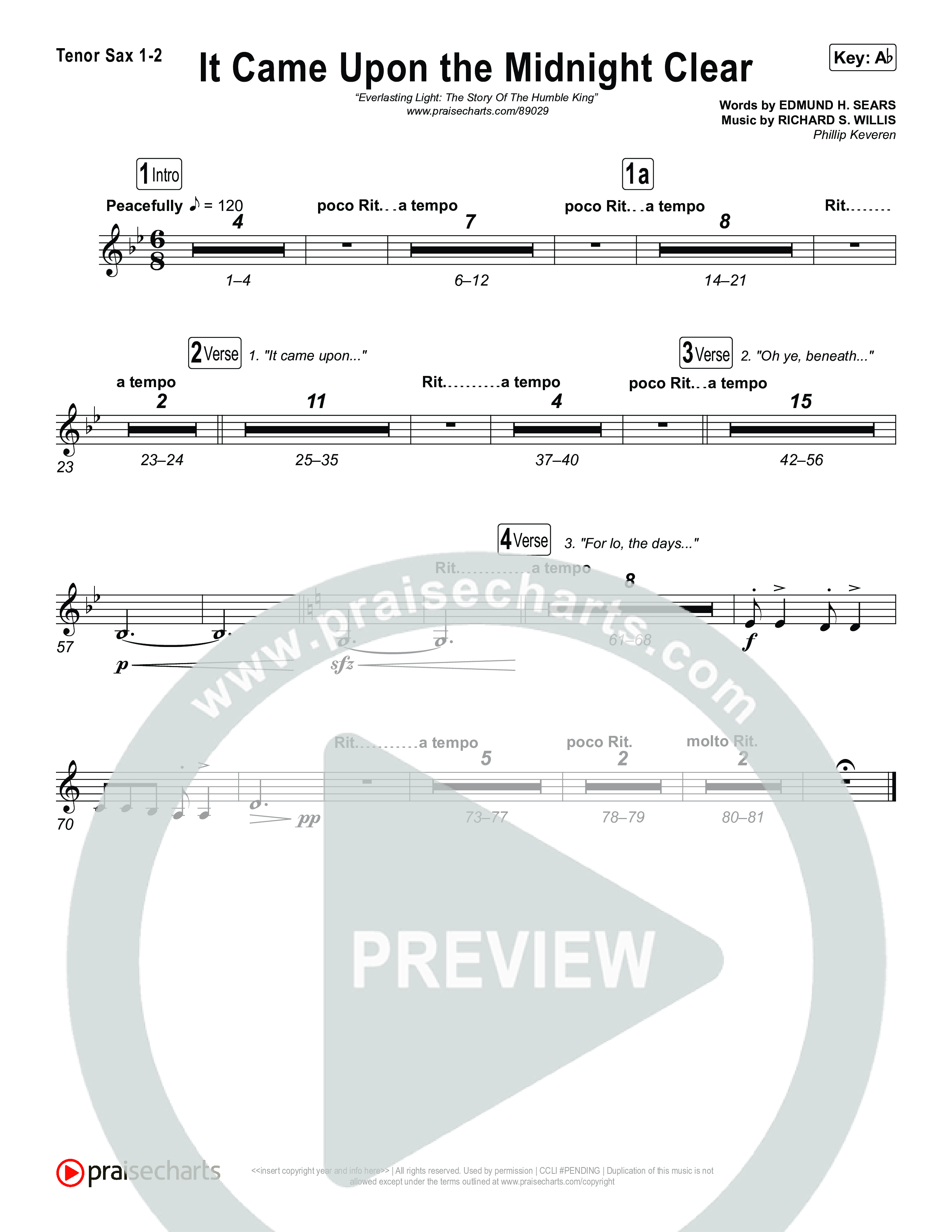 It Came Upon The Midnight Clear with O Mio Babbino Tenor Sax 1,2 (Museum Of The Bible / Arr. Phillip Keveren)