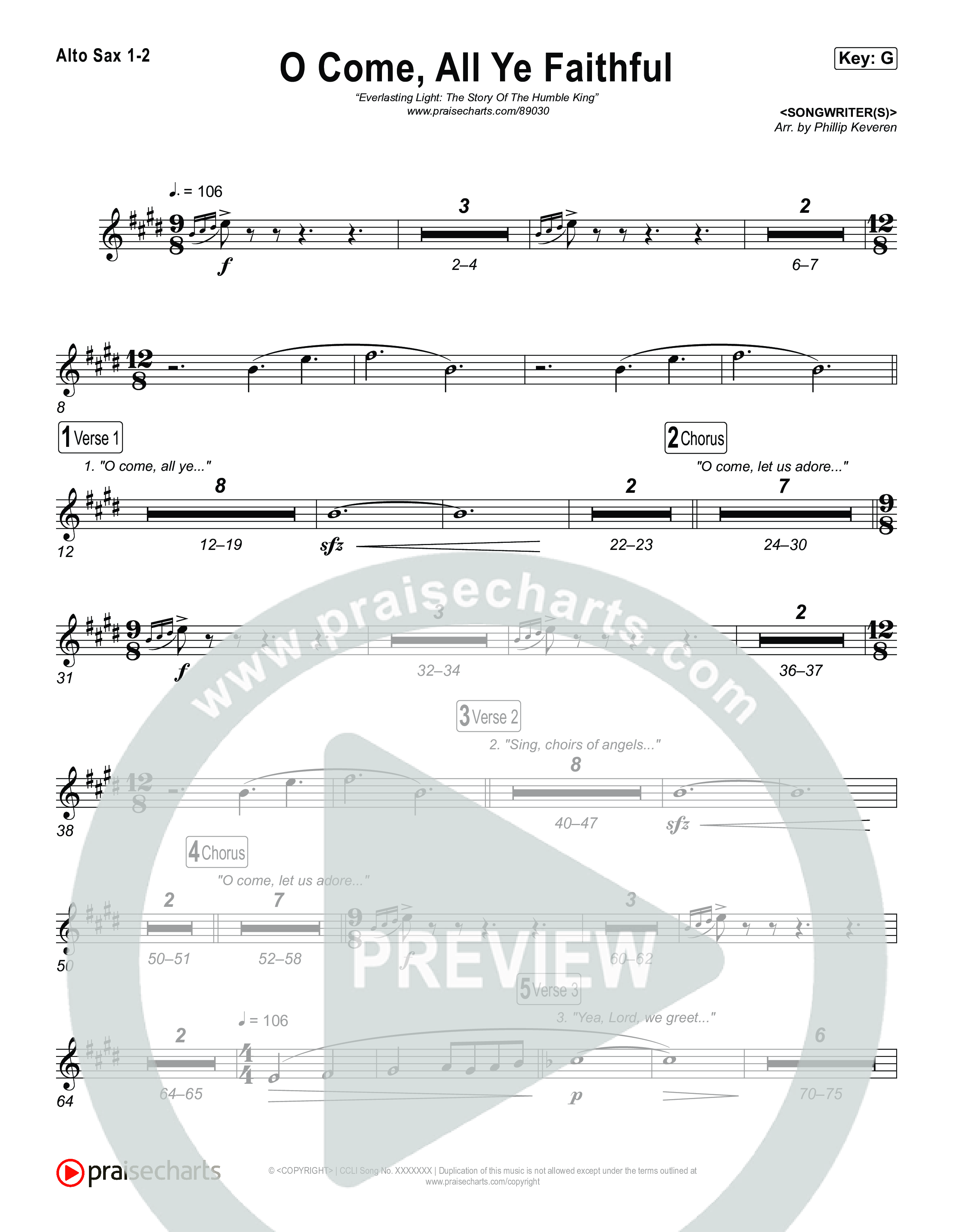 O Come All Ye Faithful Alto Sax 1,2 (Museum Of The Bible / Arr. Phillip Keveren)