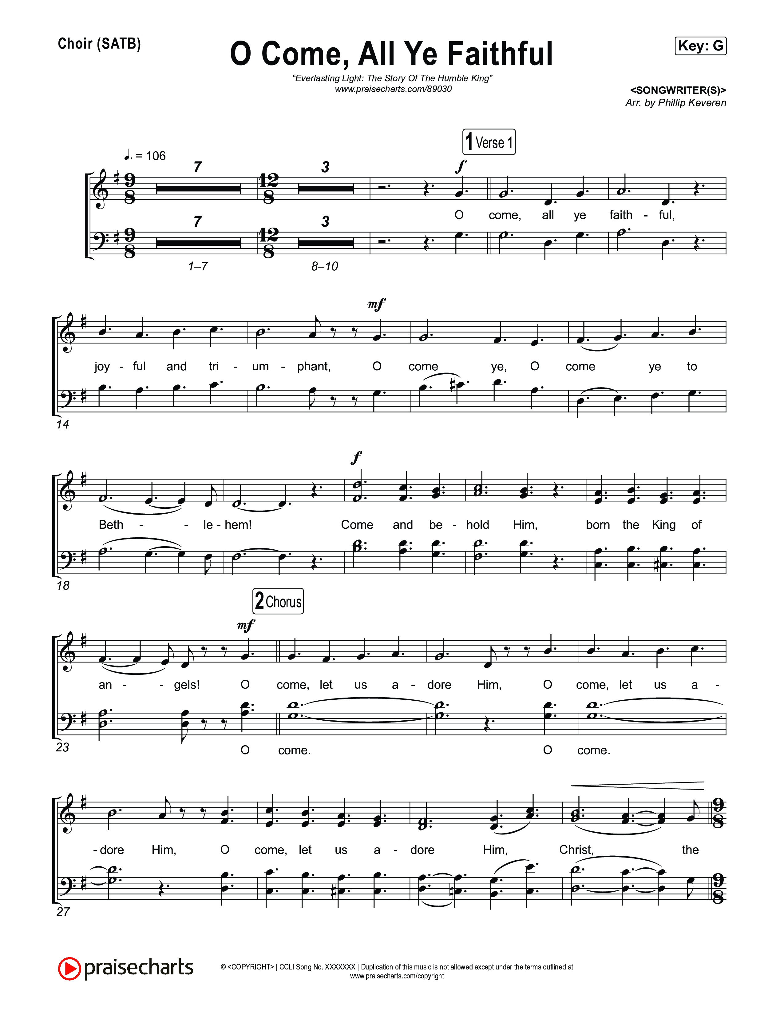 O Come All Ye Faithful Choir Sheet (SATB) (Museum Of The Bible / Arr. Phillip Keveren)