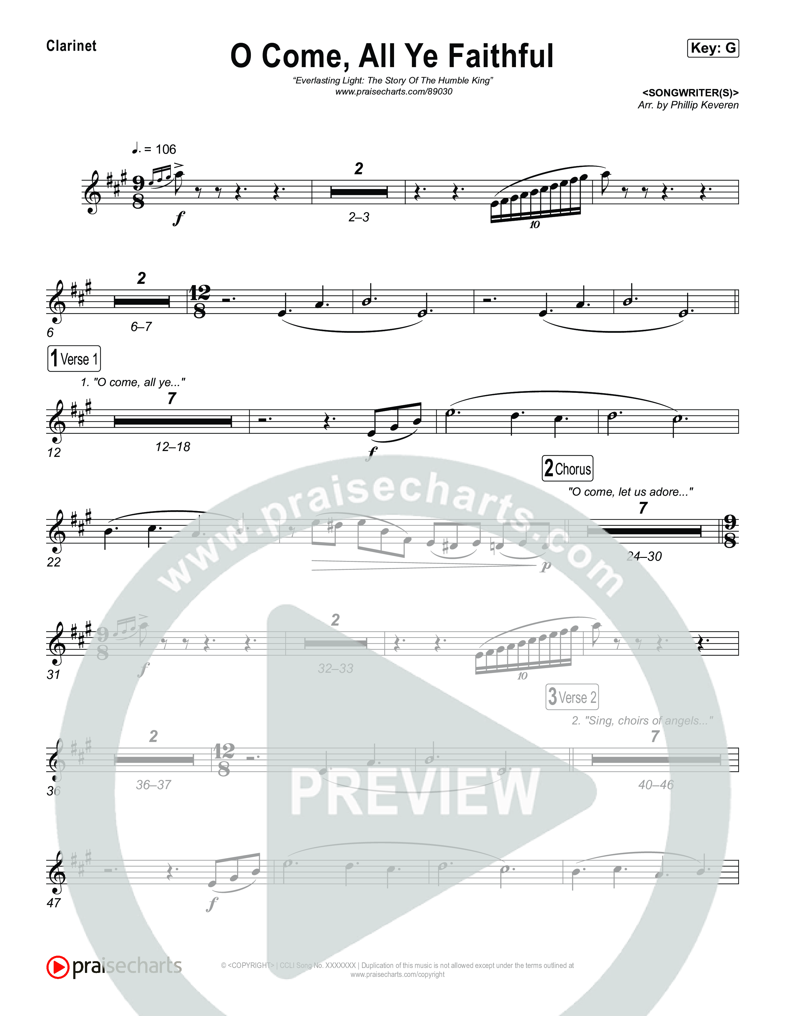 O Come All Ye Faithful Clarinet 1,2 (Museum Of The Bible / Arr. Phillip Keveren)