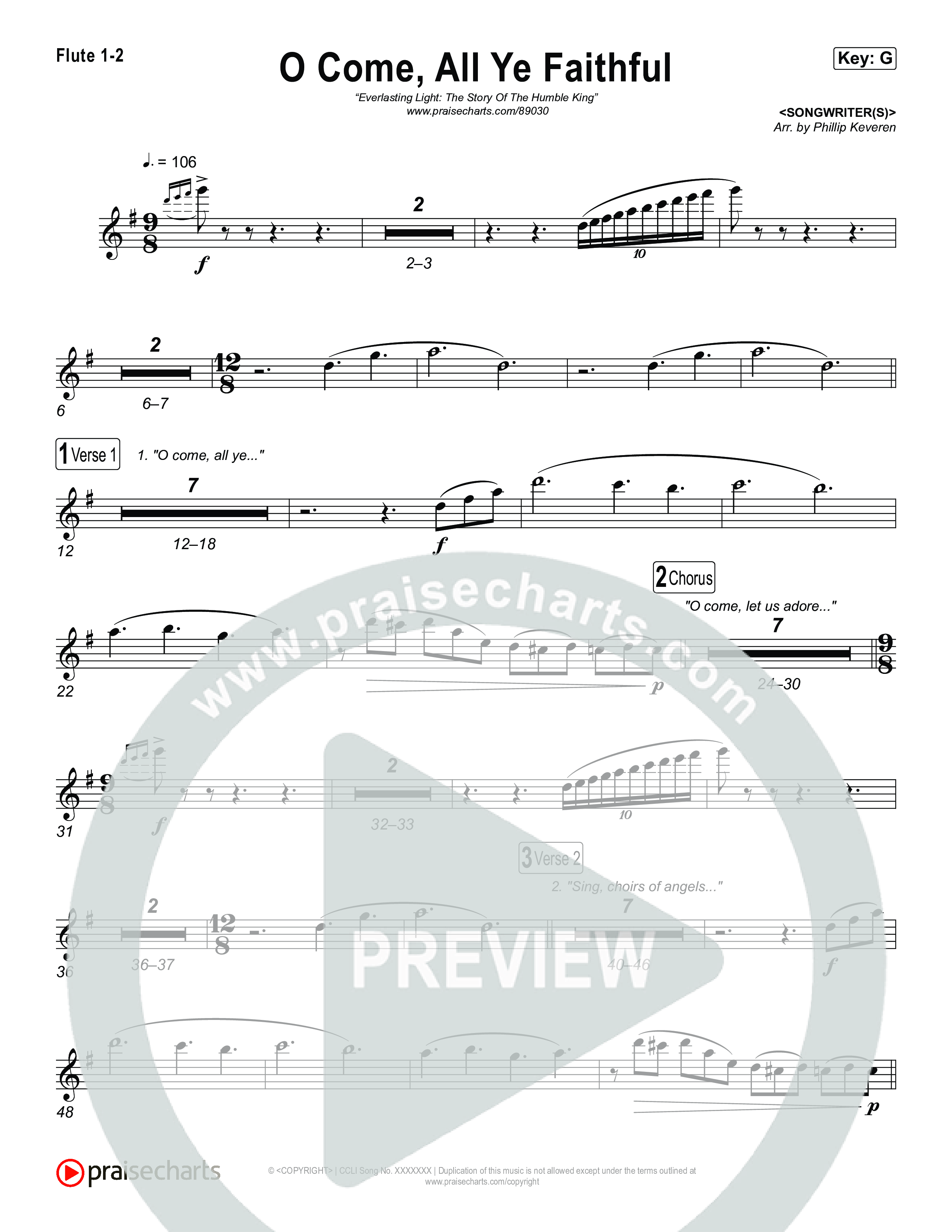 O Come All Ye Faithful Flute 1,2 (Museum Of The Bible / Arr. Phillip Keveren)