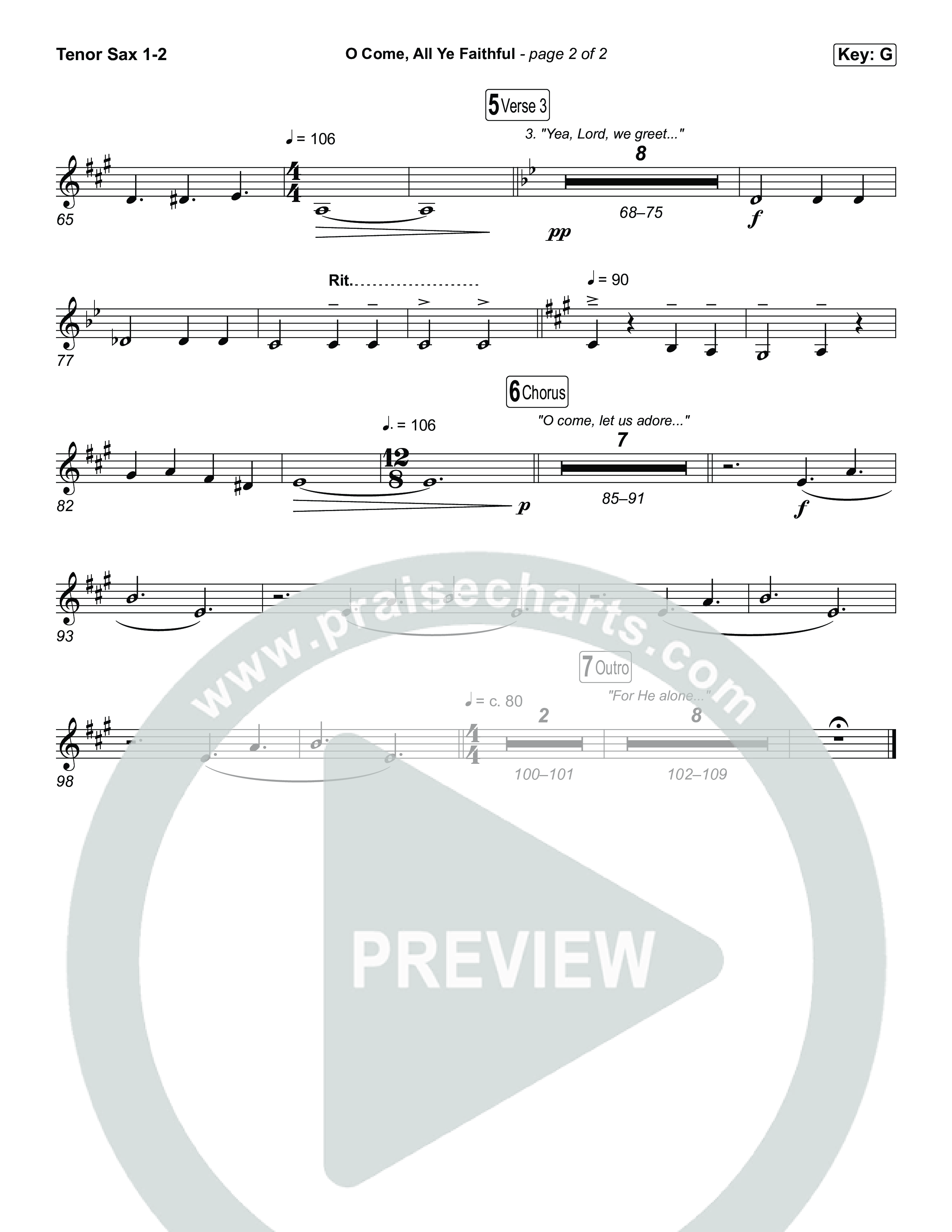 O Come All Ye Faithful Tenor Sax 1,2 (Museum Of The Bible / Arr. Phillip Keveren)