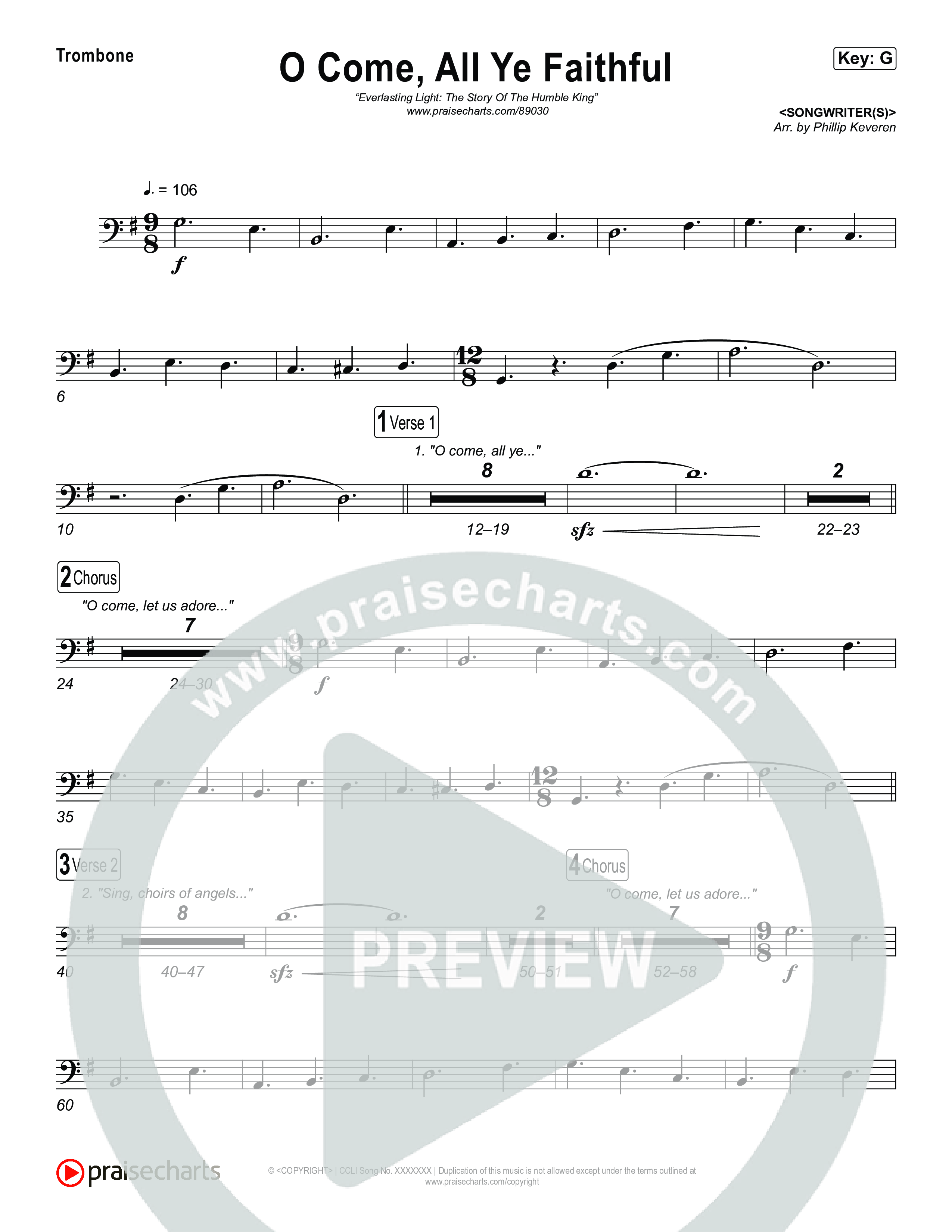 O Come All Ye Faithful Trombone 1,2 (Museum Of The Bible / Arr. Phillip Keveren)