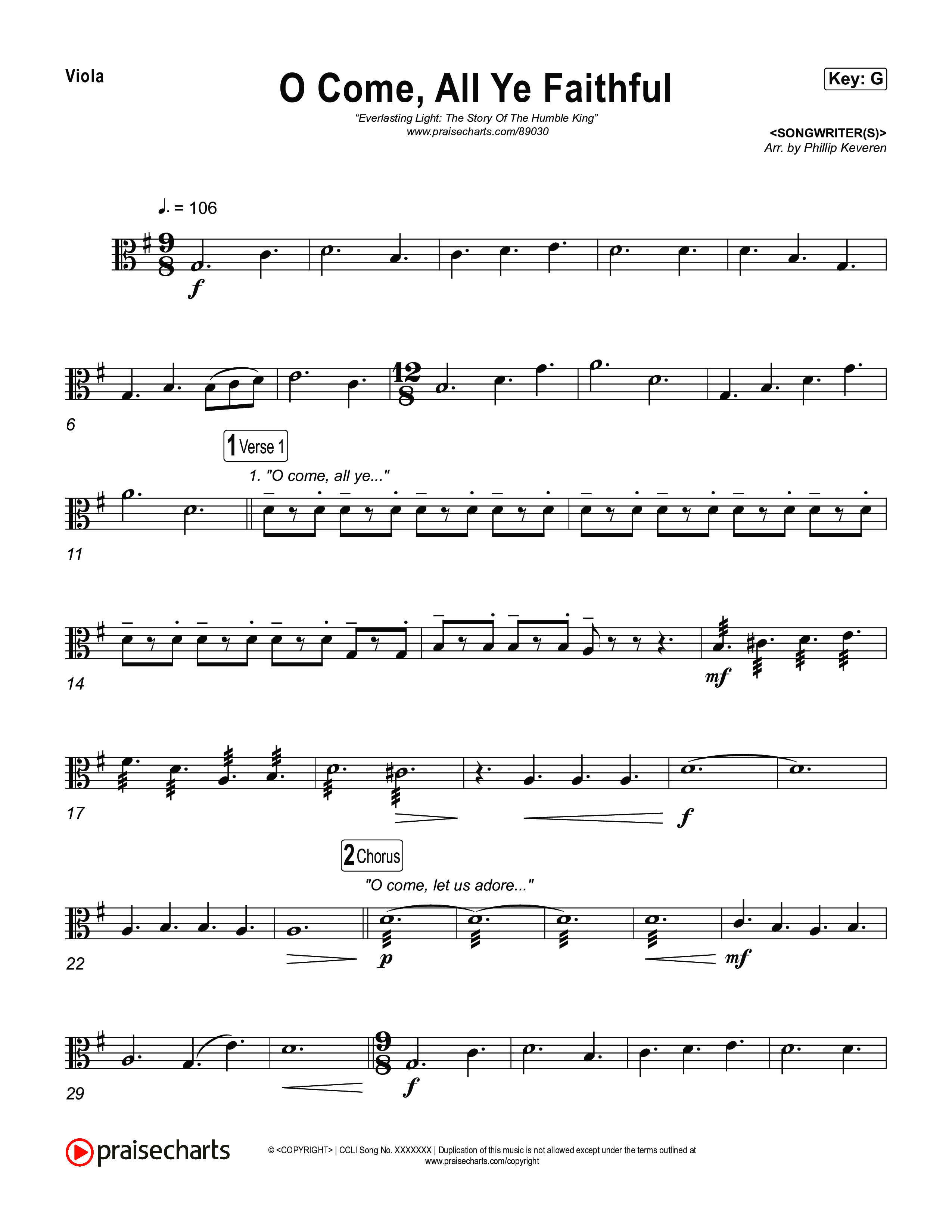 O Come All Ye Faithful Viola (Museum Of The Bible / Arr. Phillip Keveren)