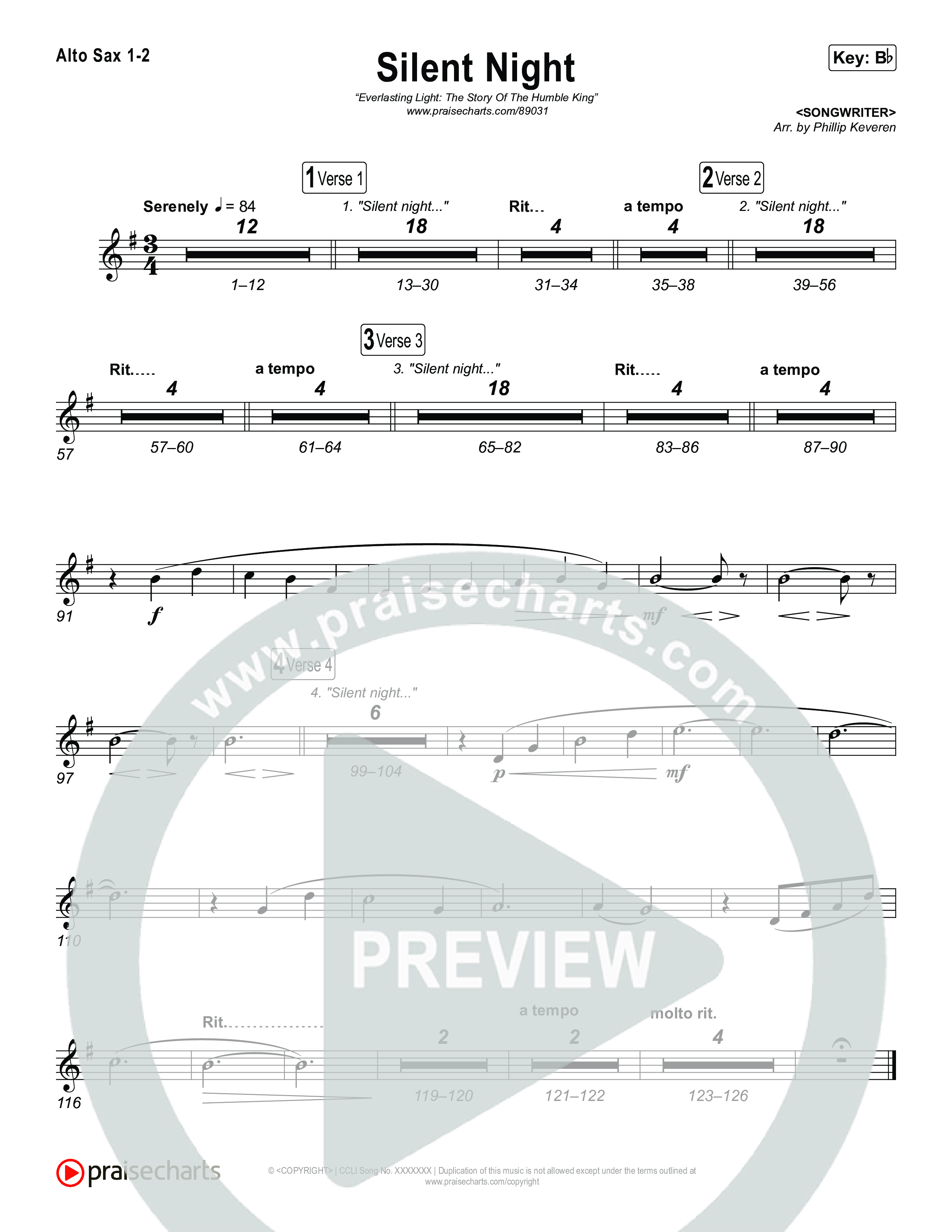 Silent Night Sax Pack (Museum Of The Bible / Arr. Phillip Keveren)