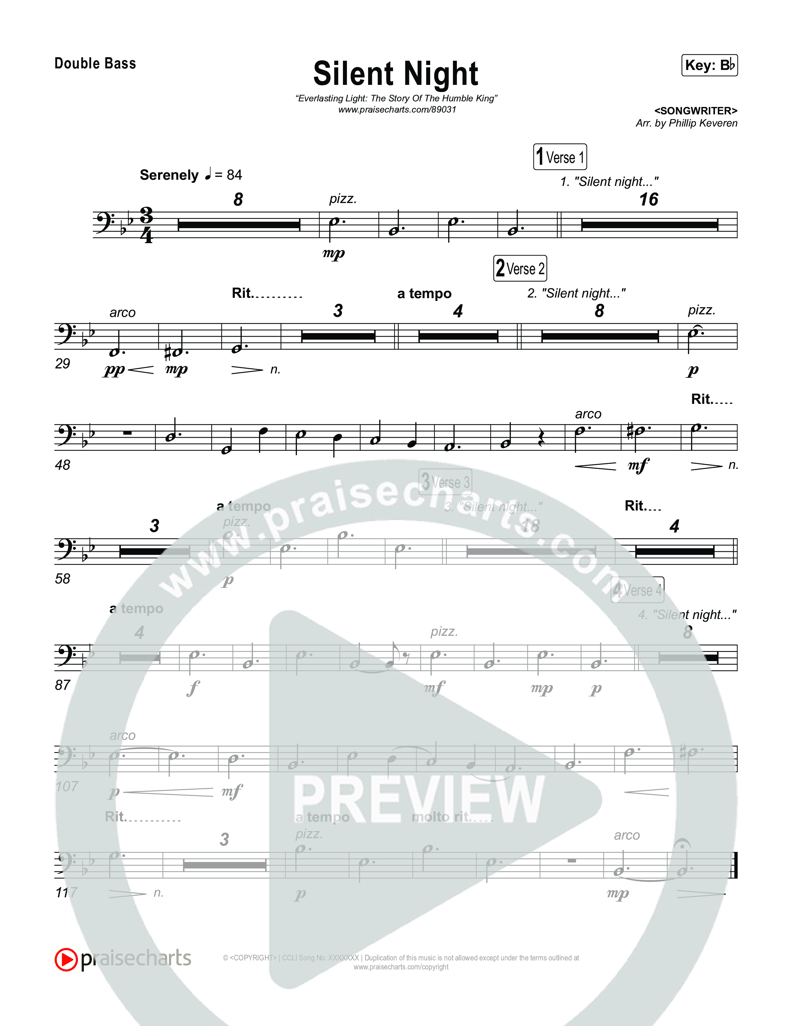 Silent Night String Bass (Museum Of The Bible / Arr. Phillip Keveren)