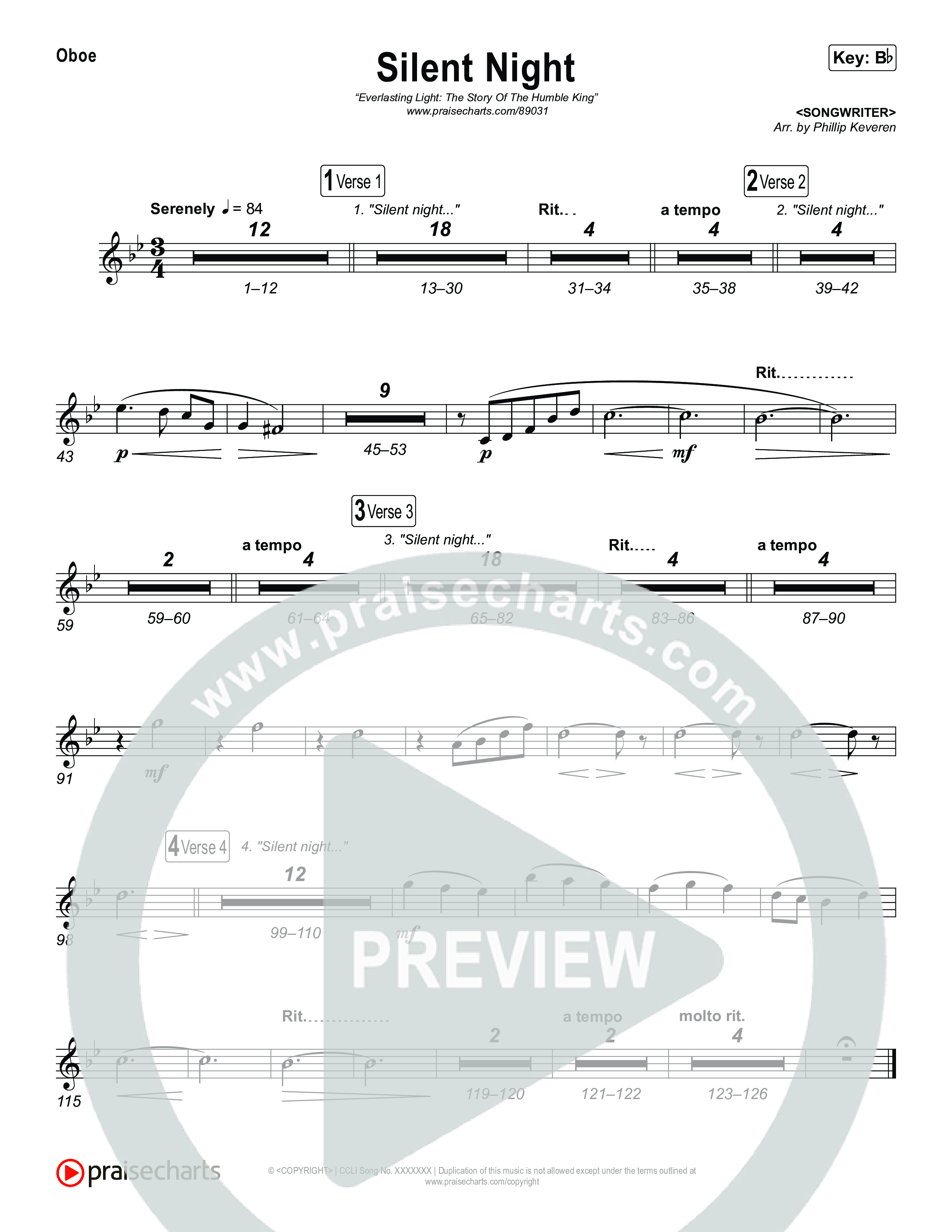 Silent Night Oboe (Museum Of The Bible / Arr. Phillip Keveren)