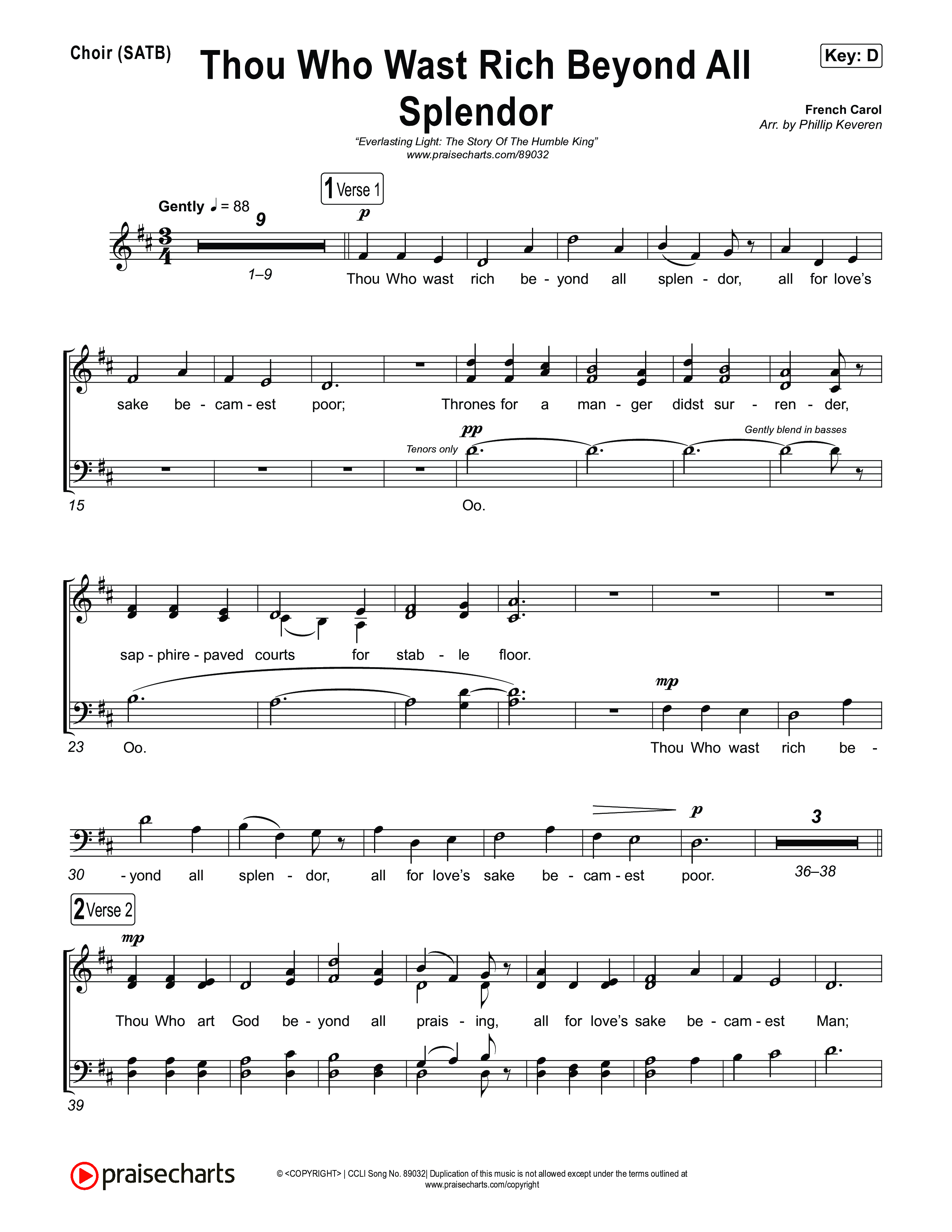 Thou Who Wast Rich Choir Sheet (SATB) (Museum Of The Bible / Arr. Phillip Keveren)