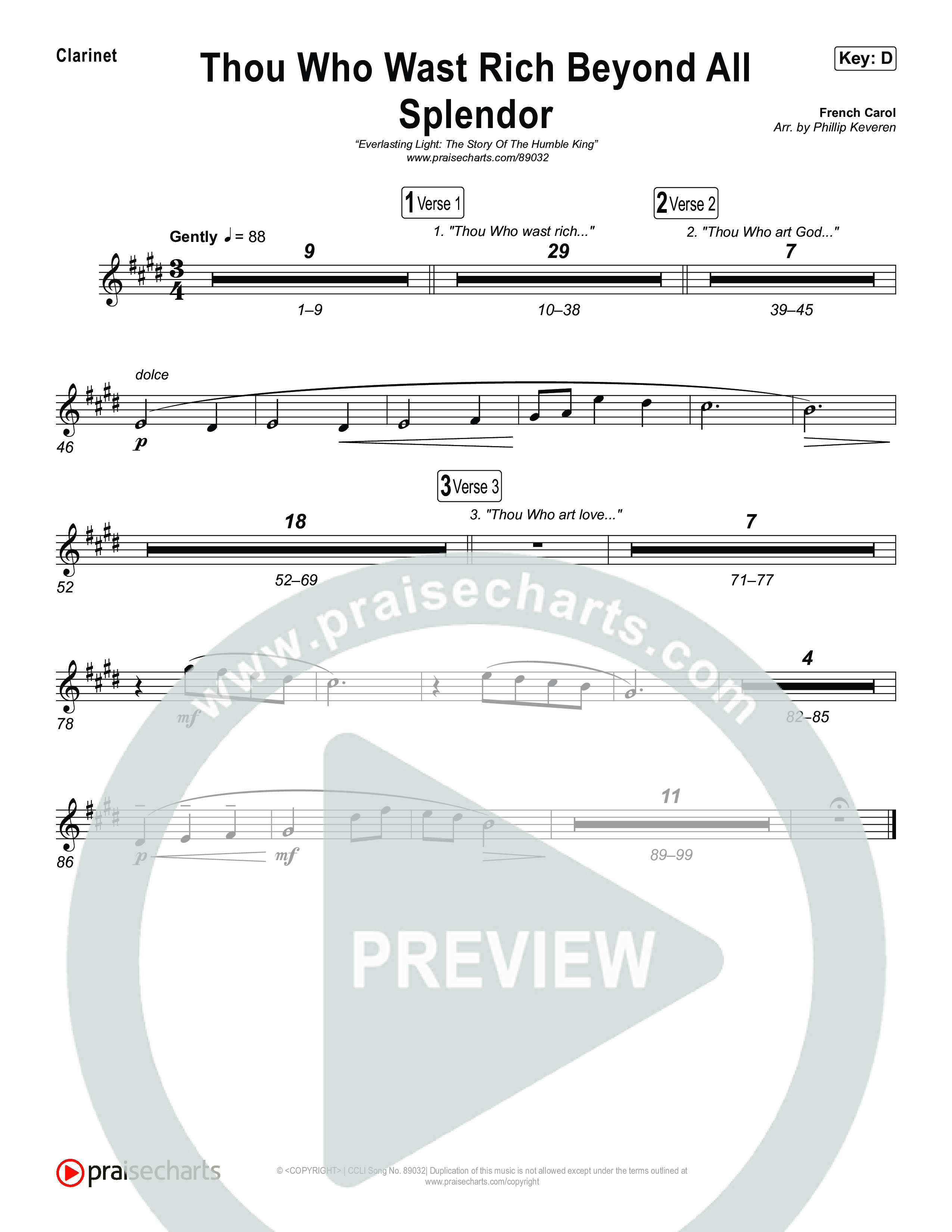 Thou Who Wast Rich Clarinet 1,2 (Museum Of The Bible / Arr. Phillip Keveren)