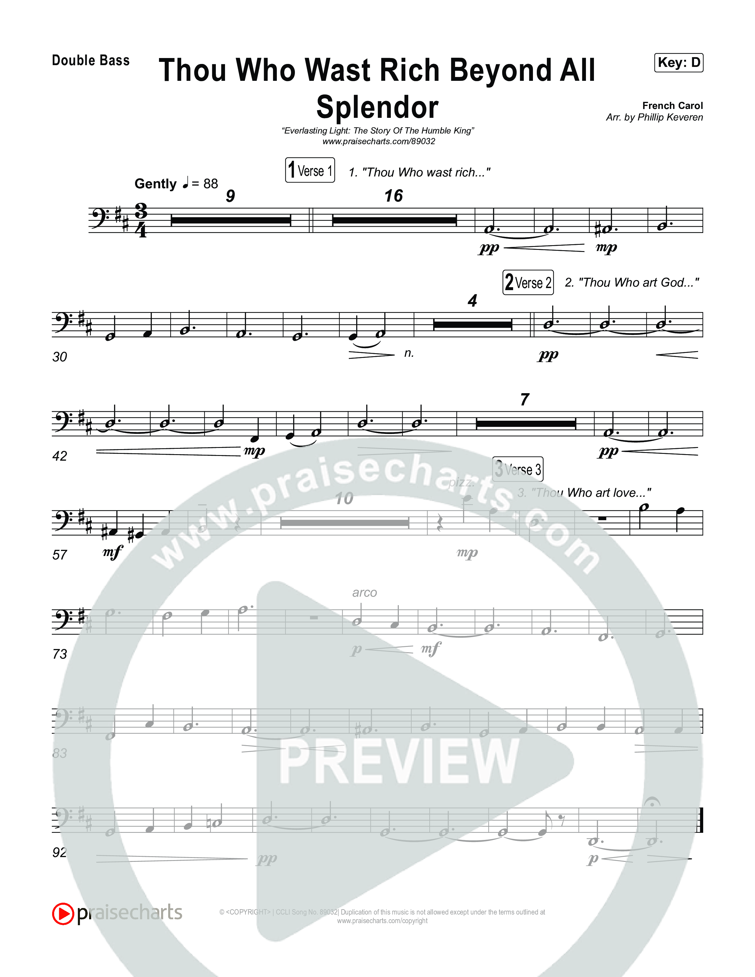 Thou Who Wast Rich String Bass (Museum Of The Bible / Arr. Phillip Keveren)