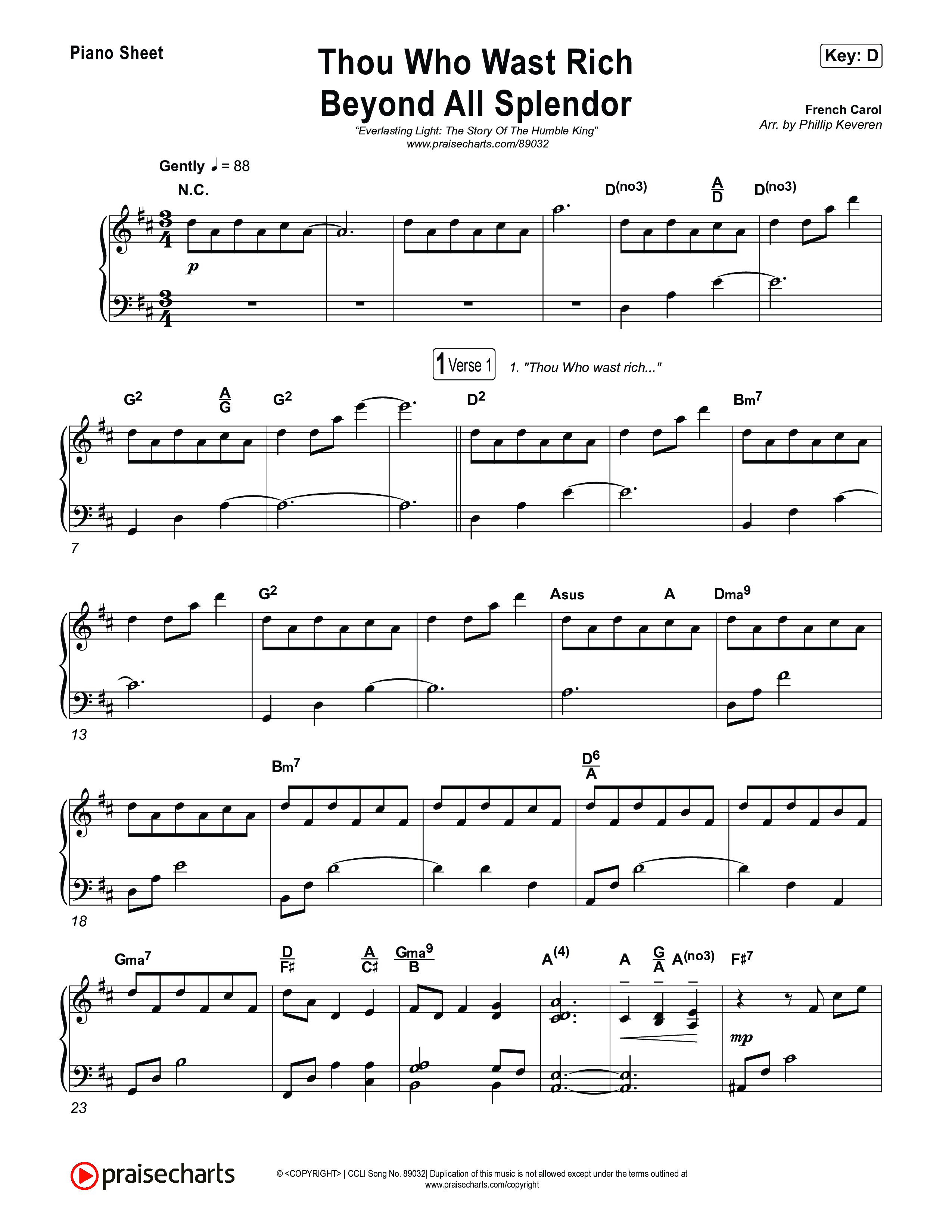 Thou Who Wast Rich Piano Sheet (Museum Of The Bible / Arr. Phillip Keveren)