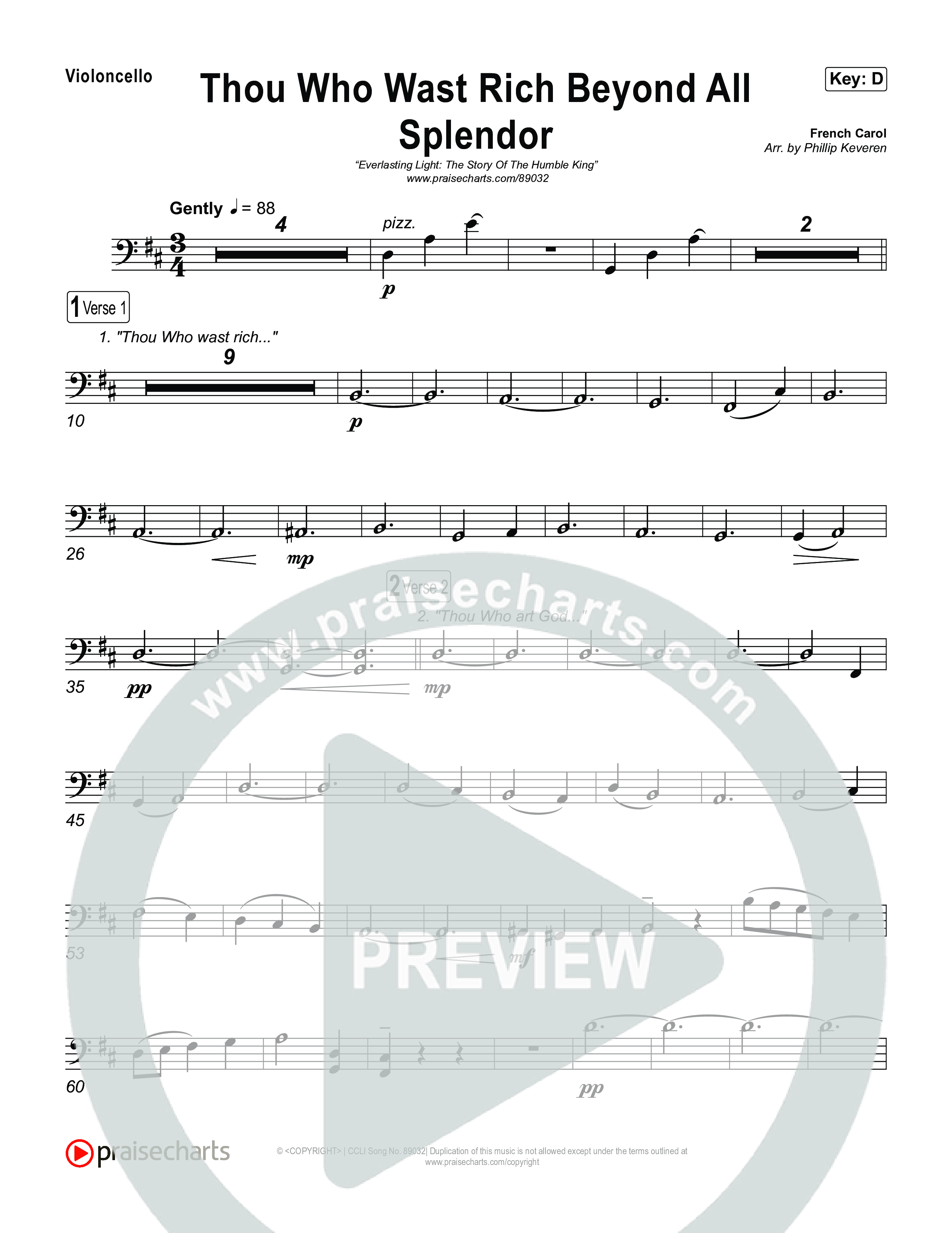 Thou Who Wast Rich Violincello (Museum Of The Bible / Arr. Phillip Keveren)