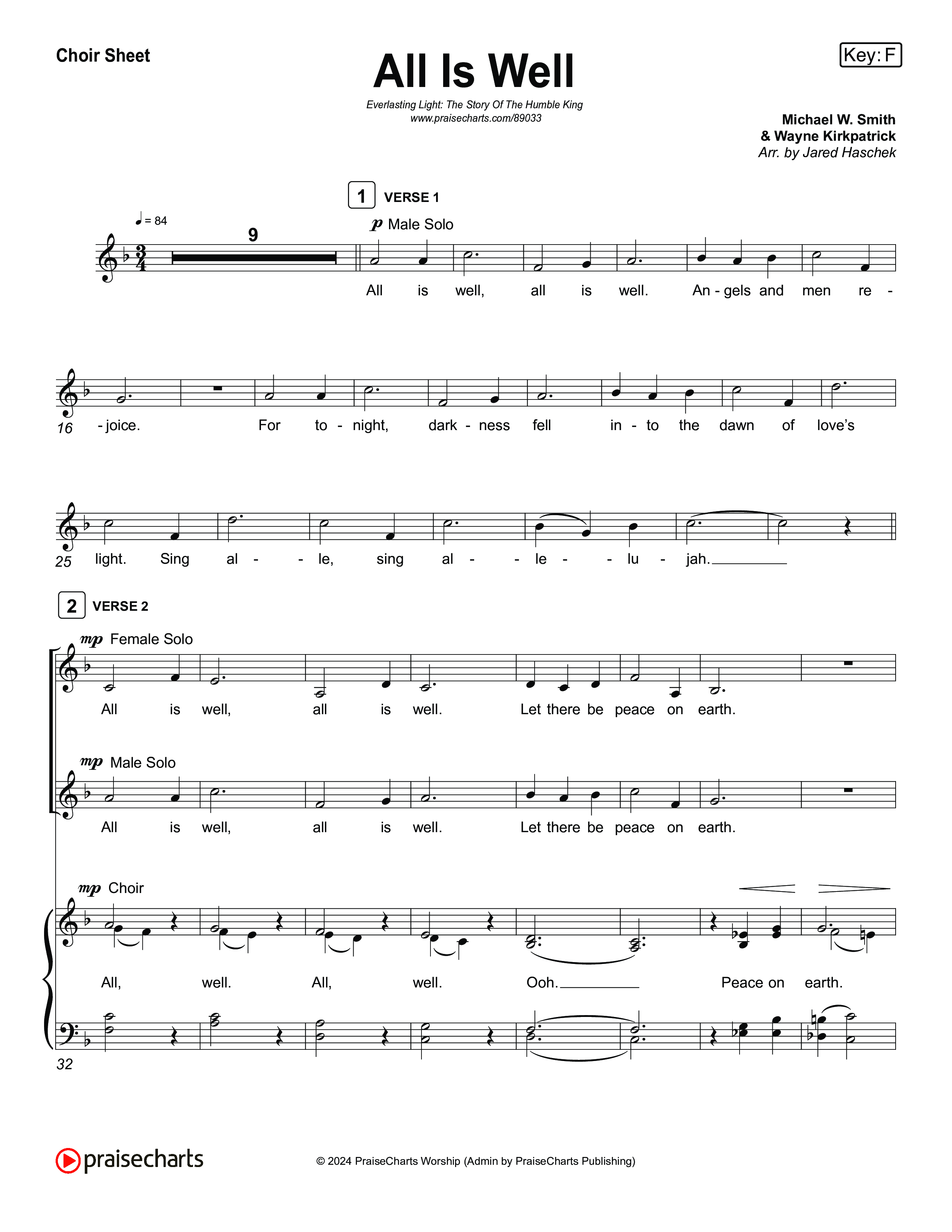 All Is Well Choir Sheet (SATB) (Museum Of The Bible / Arr. Jared Haschek)